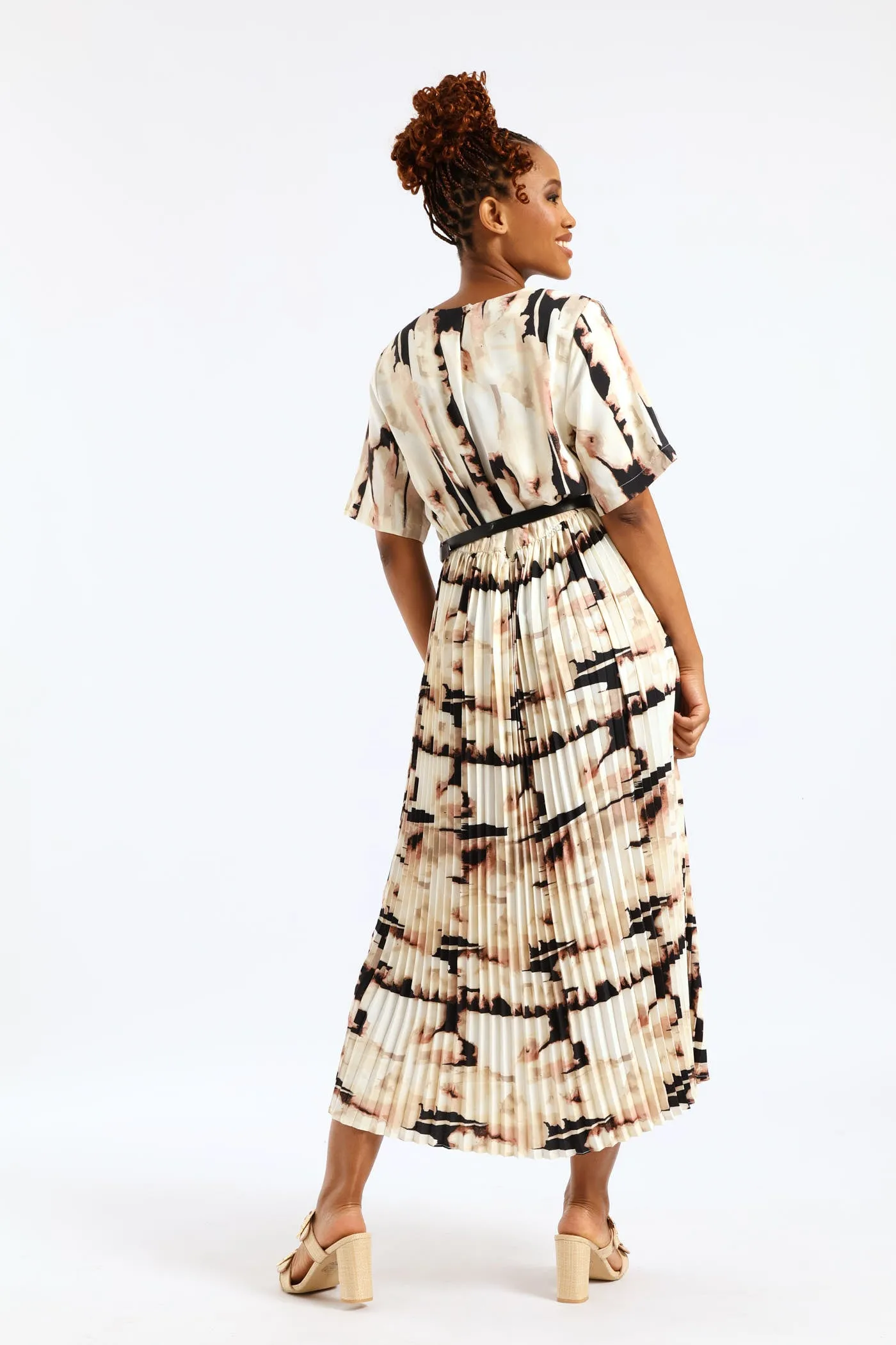 Belted Pleated Maxi Dress - Rose/Cream sold by Edgars product image thumbnail 2