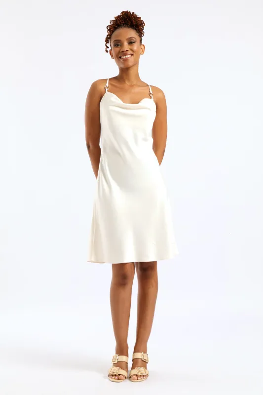 Strappy Satin Mini Slip Dress - Cream sold by Edgars