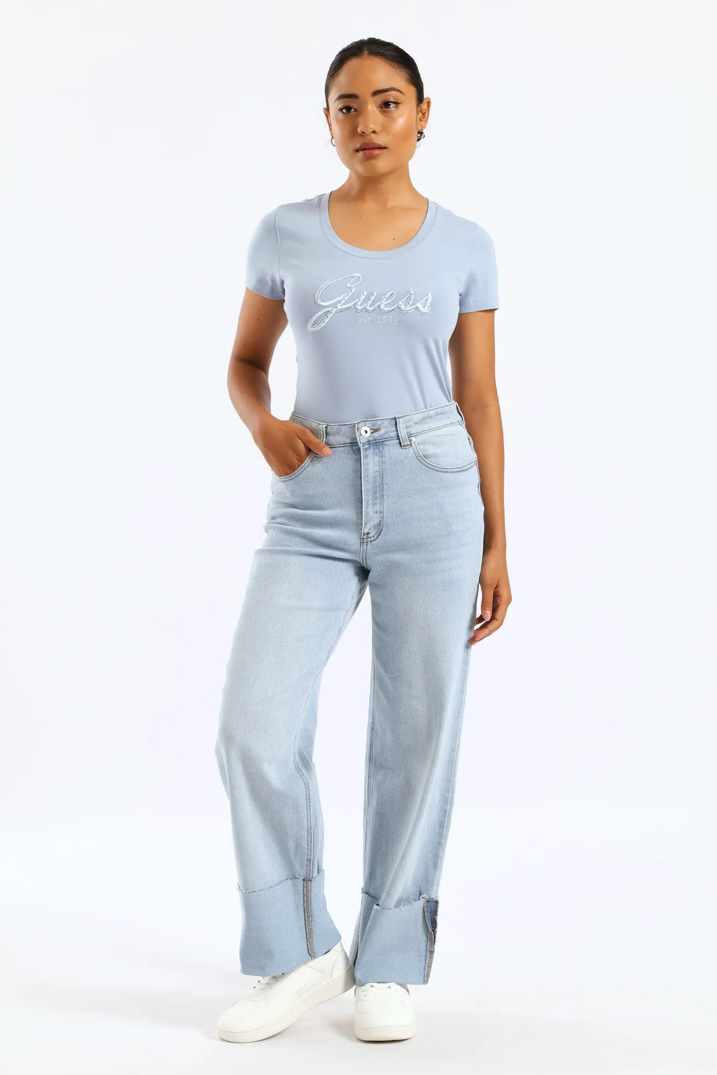 Embroidered Script Logo Tee - Blue sold by Edgars product image thumbnail 5