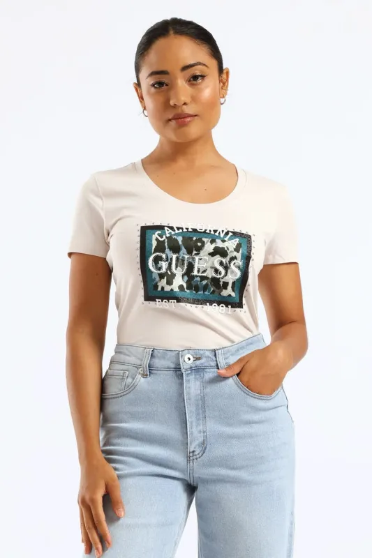 Animalier Boxy Print Tee - Stone sold by Edgars