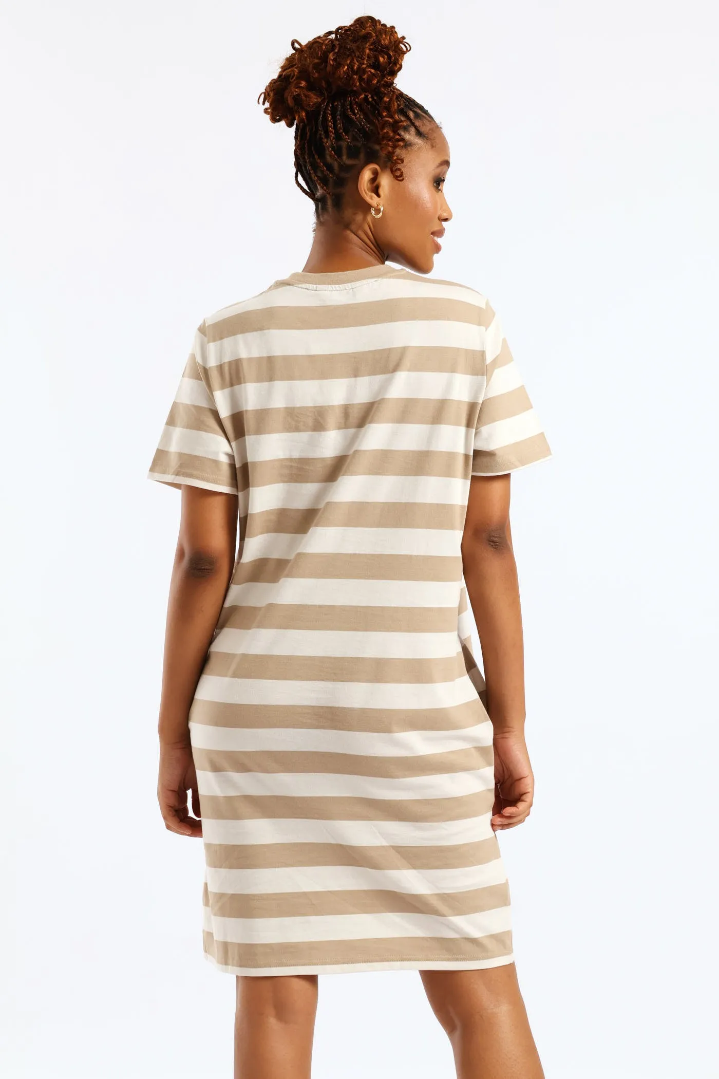 Crew Neck Stripe T-Shirt Dress - Beige/Mocha sold by Edgars product image thumbnail 2