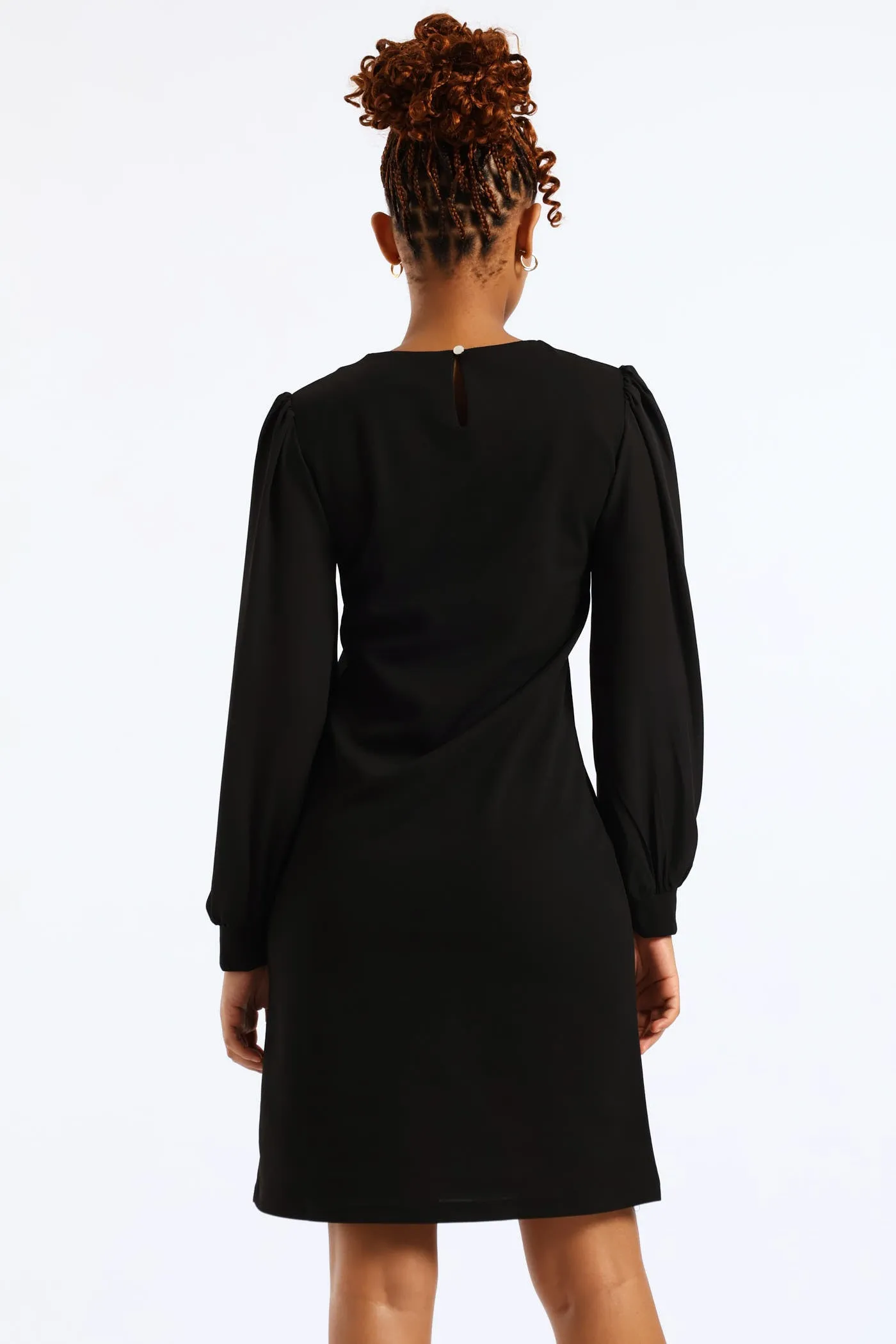 Side Button Through Knitwear Combo Dress - Black sold by Edgars product image thumbnail 4