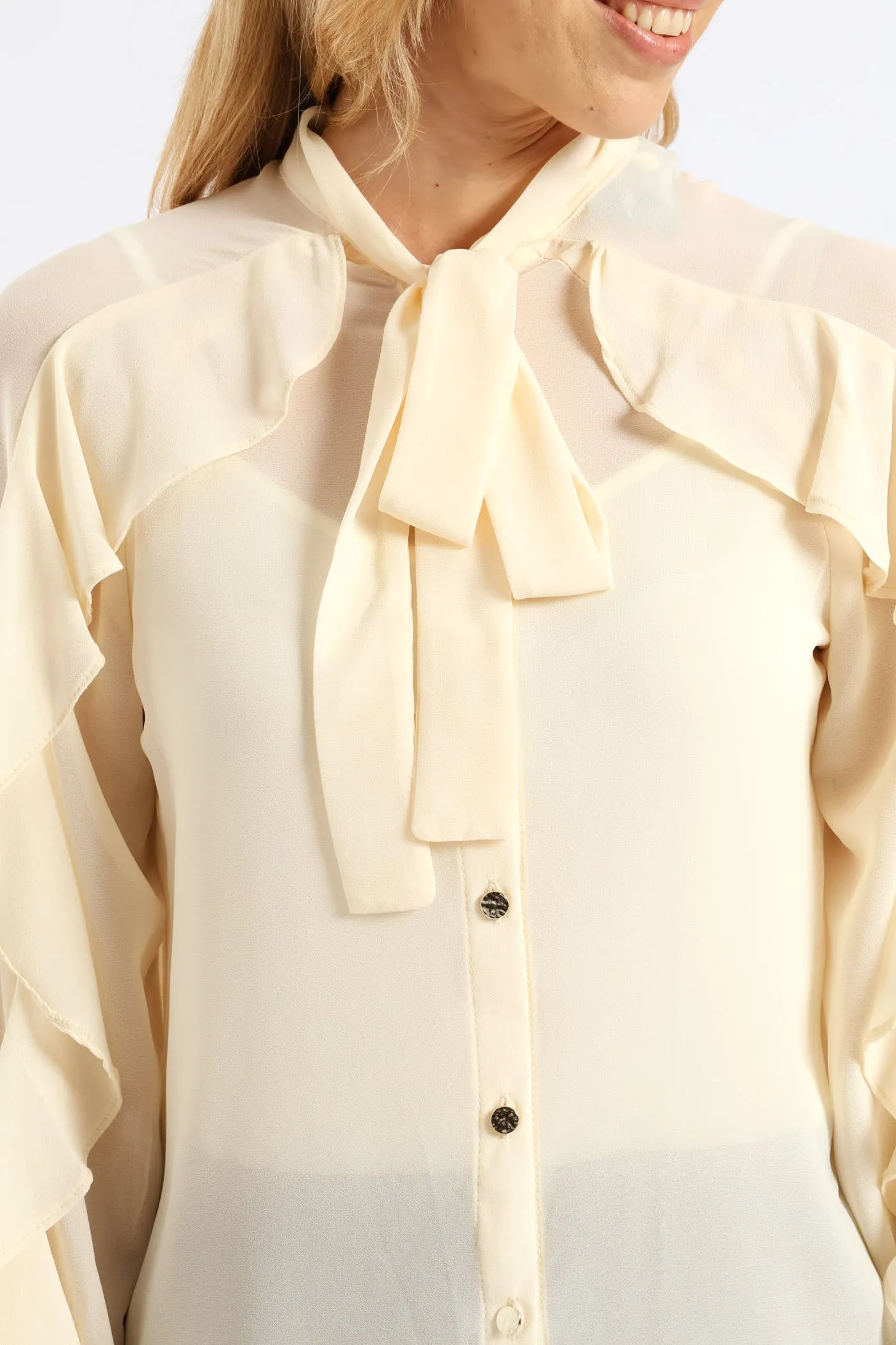 Kitty Bow Ruffle Shirt - Cream sold by Edgars product image thumbnail 2