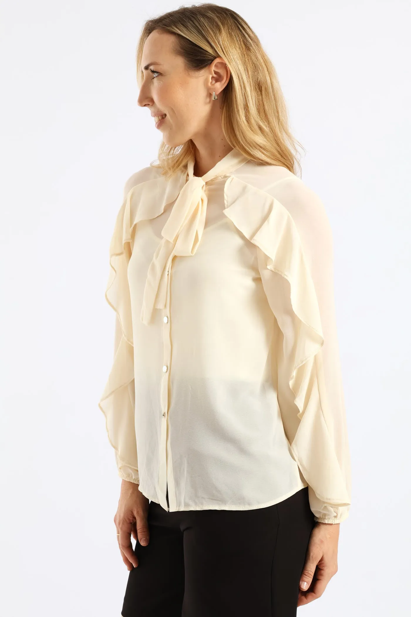 Kitty Bow Ruffle Shirt - Cream sold by Edgars product image thumbnail 3