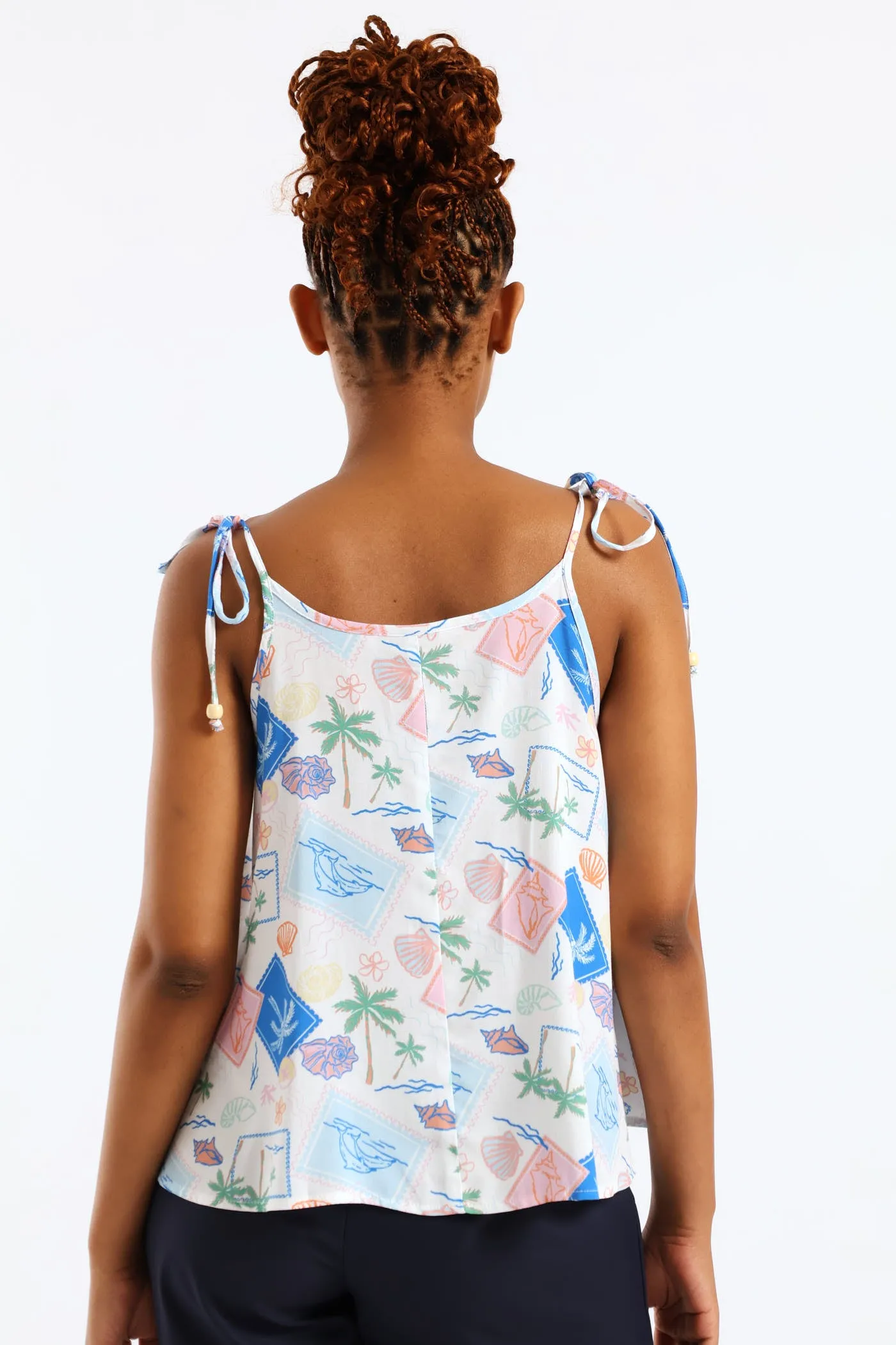 Beaded Shoulder Ties Print Swing Cami - Multi sold by Edgars product image thumbnail 4