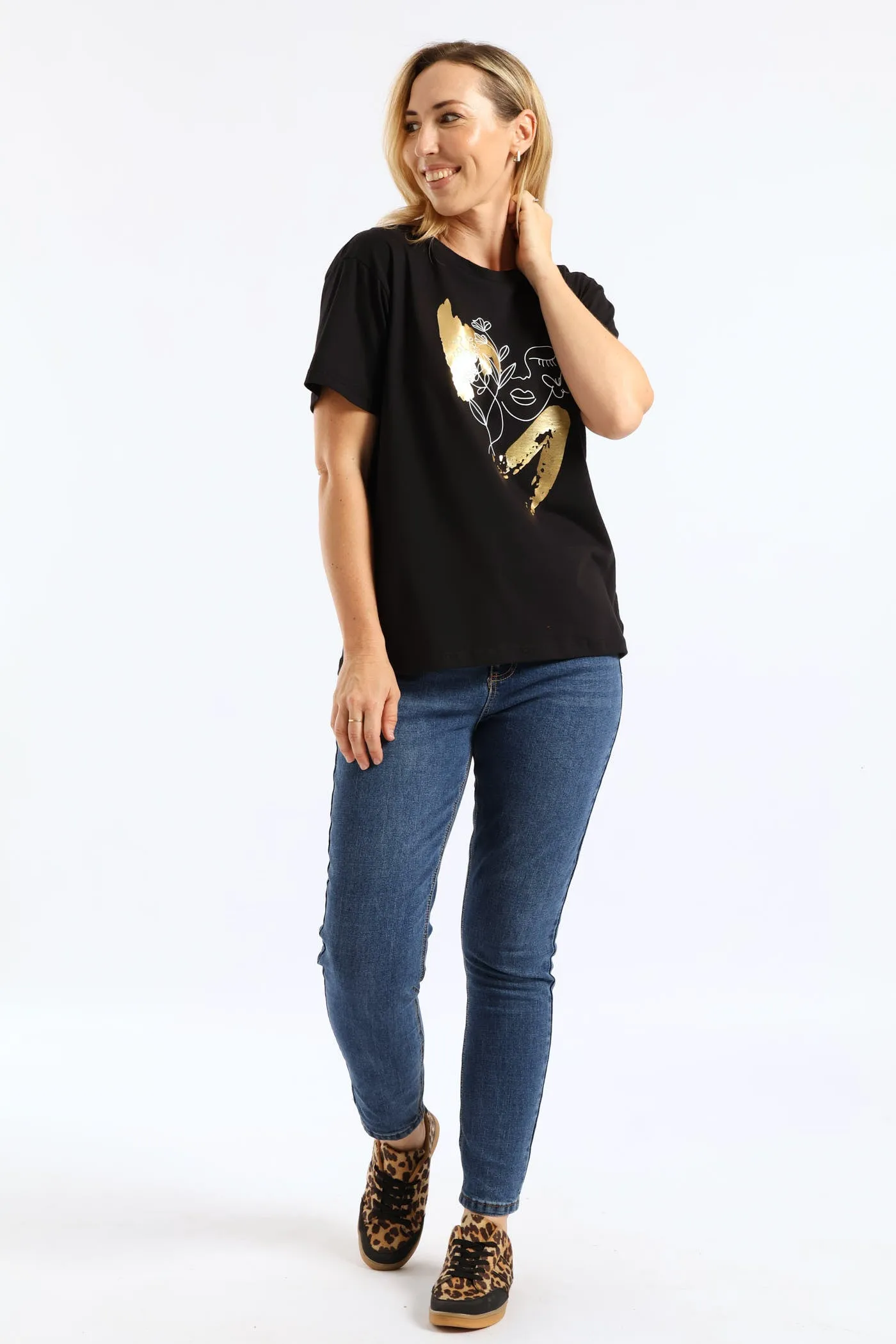 Outline Floral Foil Face Tee - Black sold by Edgars product image thumbnail 4