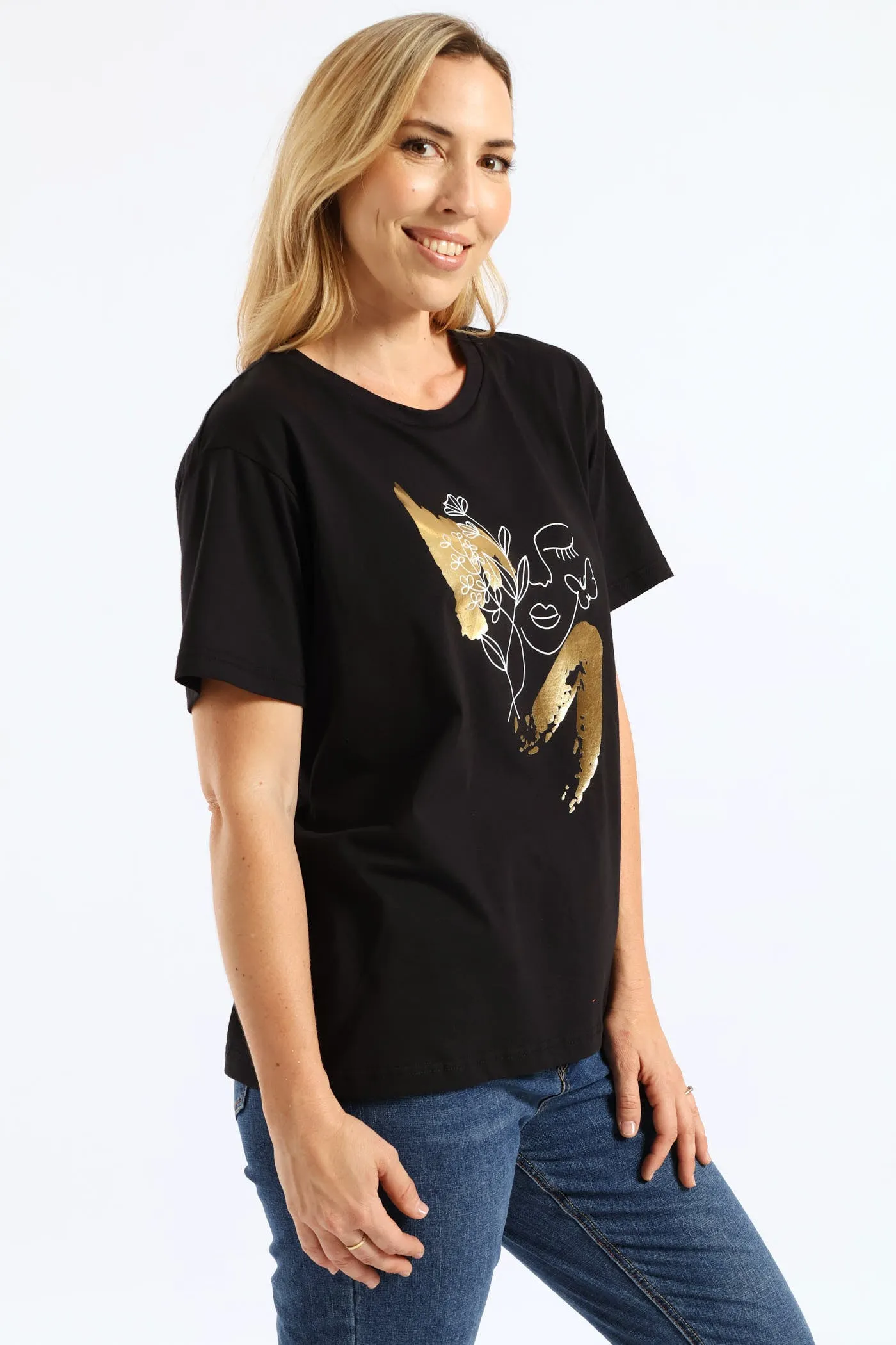 Outline Floral Foil Face Tee - Black sold by Edgars product image thumbnail 3