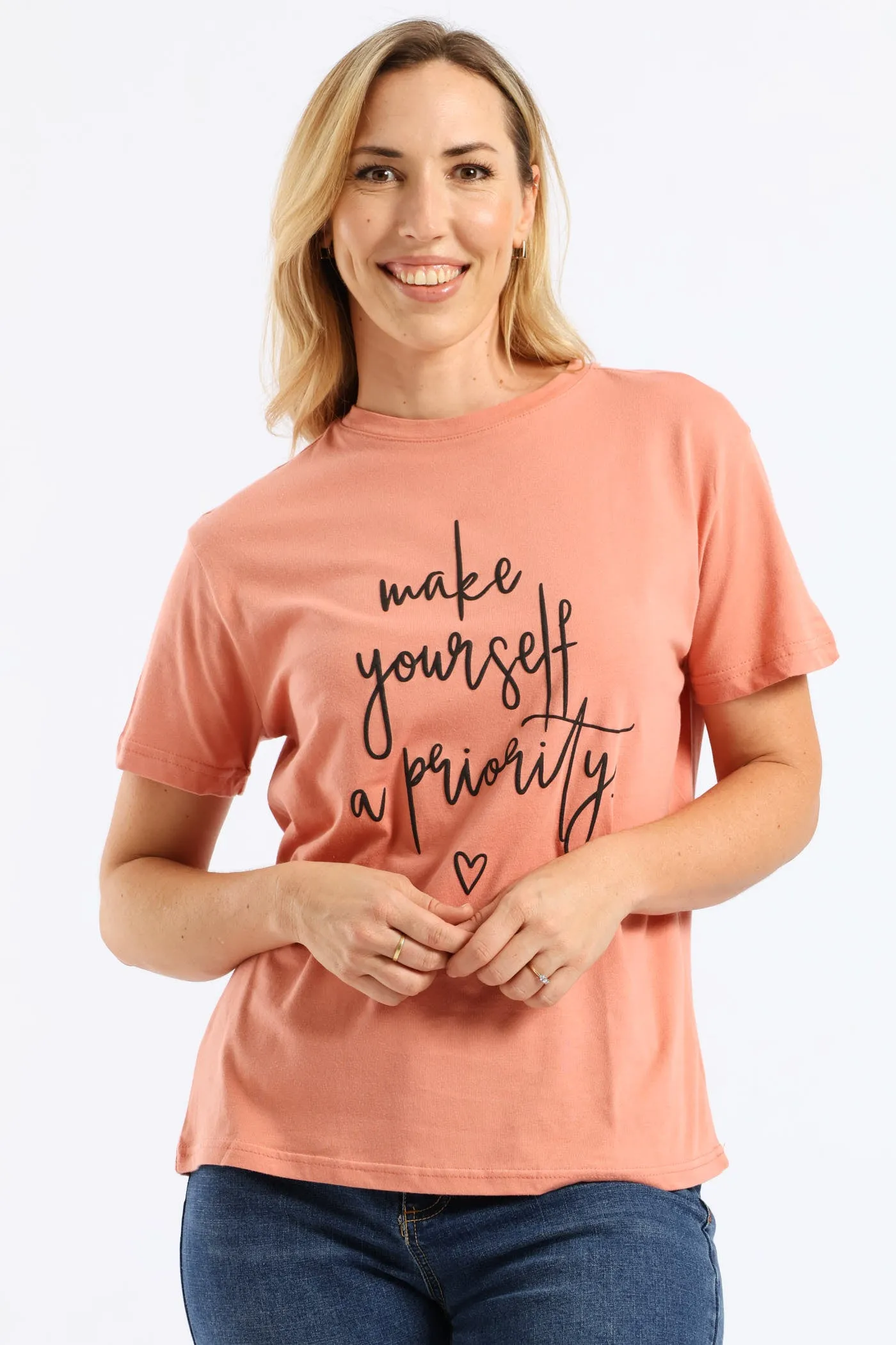 Make Yourself A Priority Tee - Rose sold by Edgars