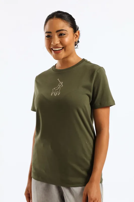 Cally Pony T-Shirt - Olive sold by Edgars