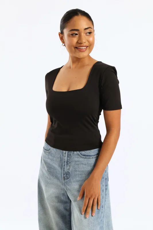 Skin Tight Square Neck Tee - Black sold by Edgars