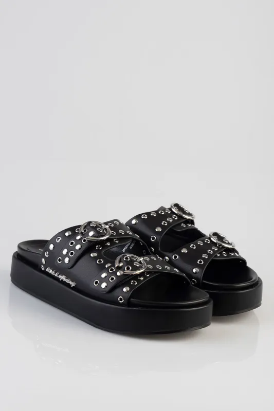True Stud Platform Sandal - Black sold by Edgars