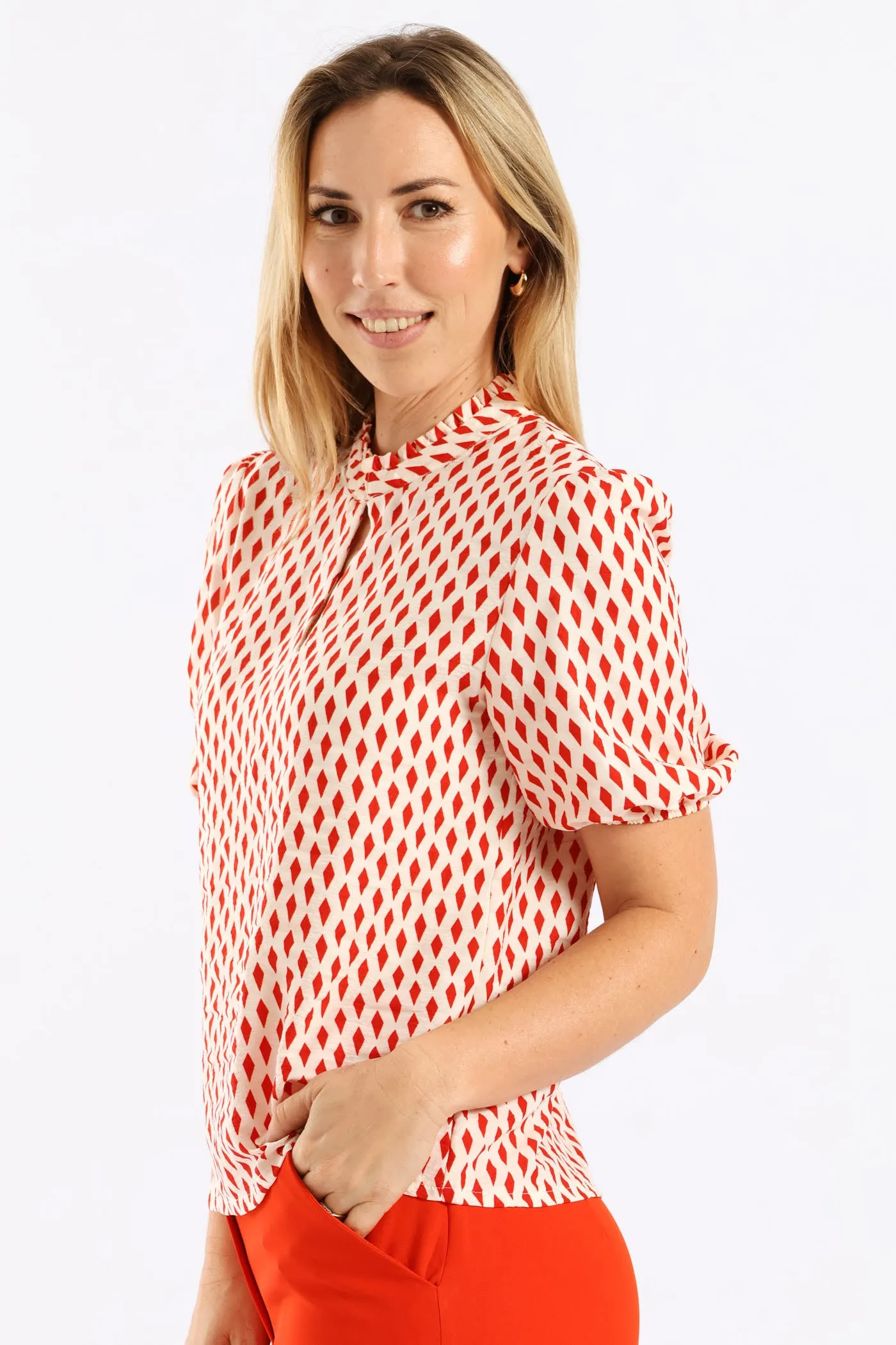 Keyhole Puff Sleeve Blouse - Cream sold by Edgars product image thumbnail 2