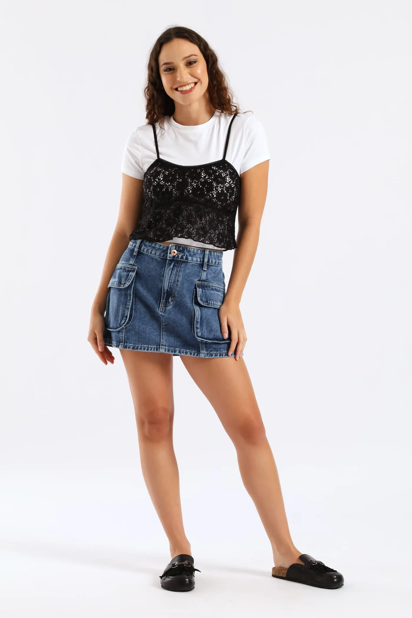 Cargo Panel Denim Mini Skirt - Salty Dark Wash sold by Edgars product image thumbnail 4