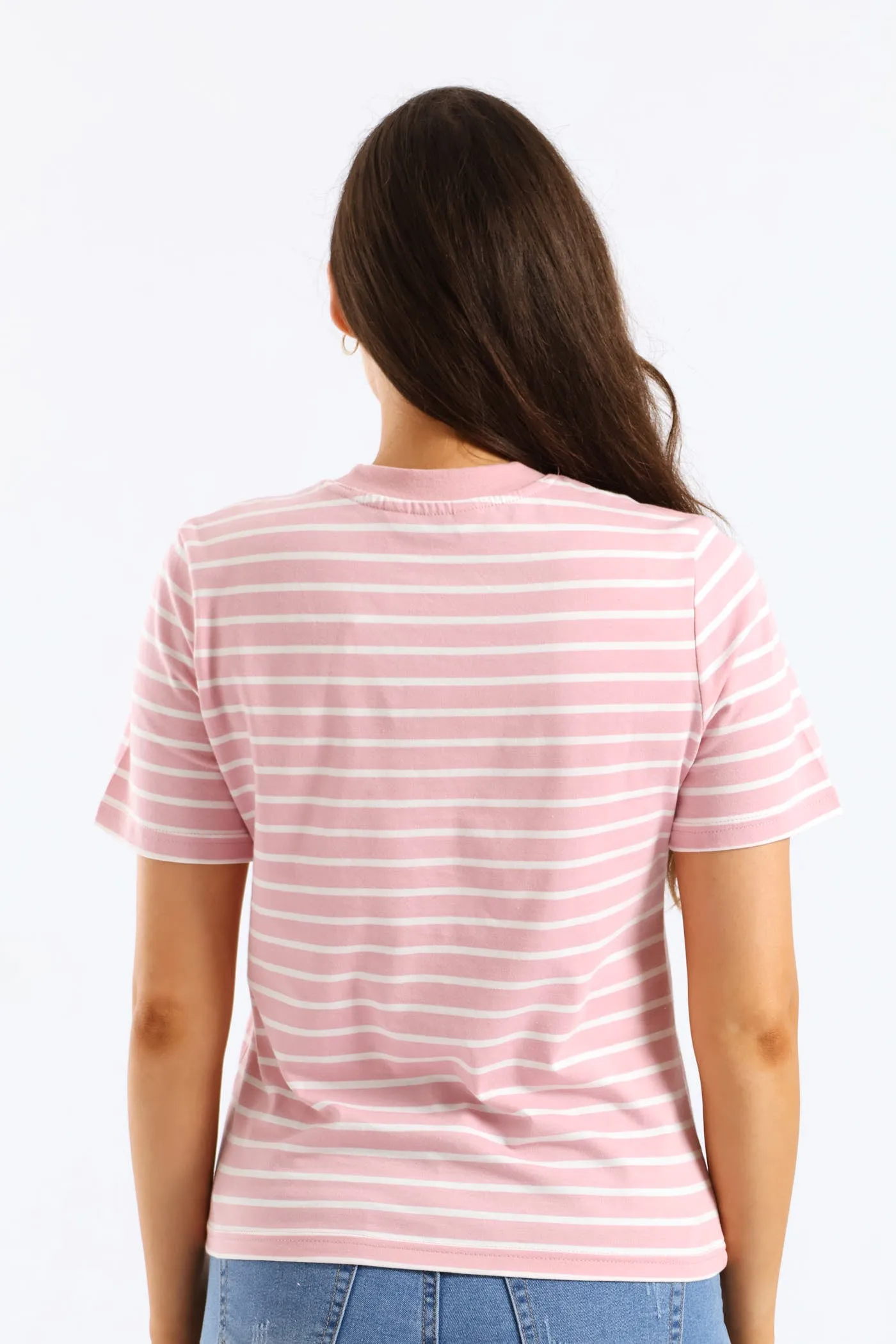 Stripe Cotton Rib Neck Boxy Tee - White/Pink sold by Edgars product image thumbnail 3
