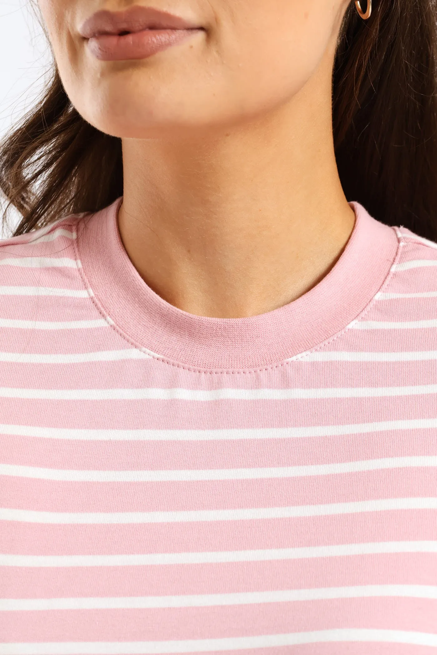 Stripe Cotton Rib Neck Boxy Tee - White/Pink sold by Edgars product image thumbnail 2