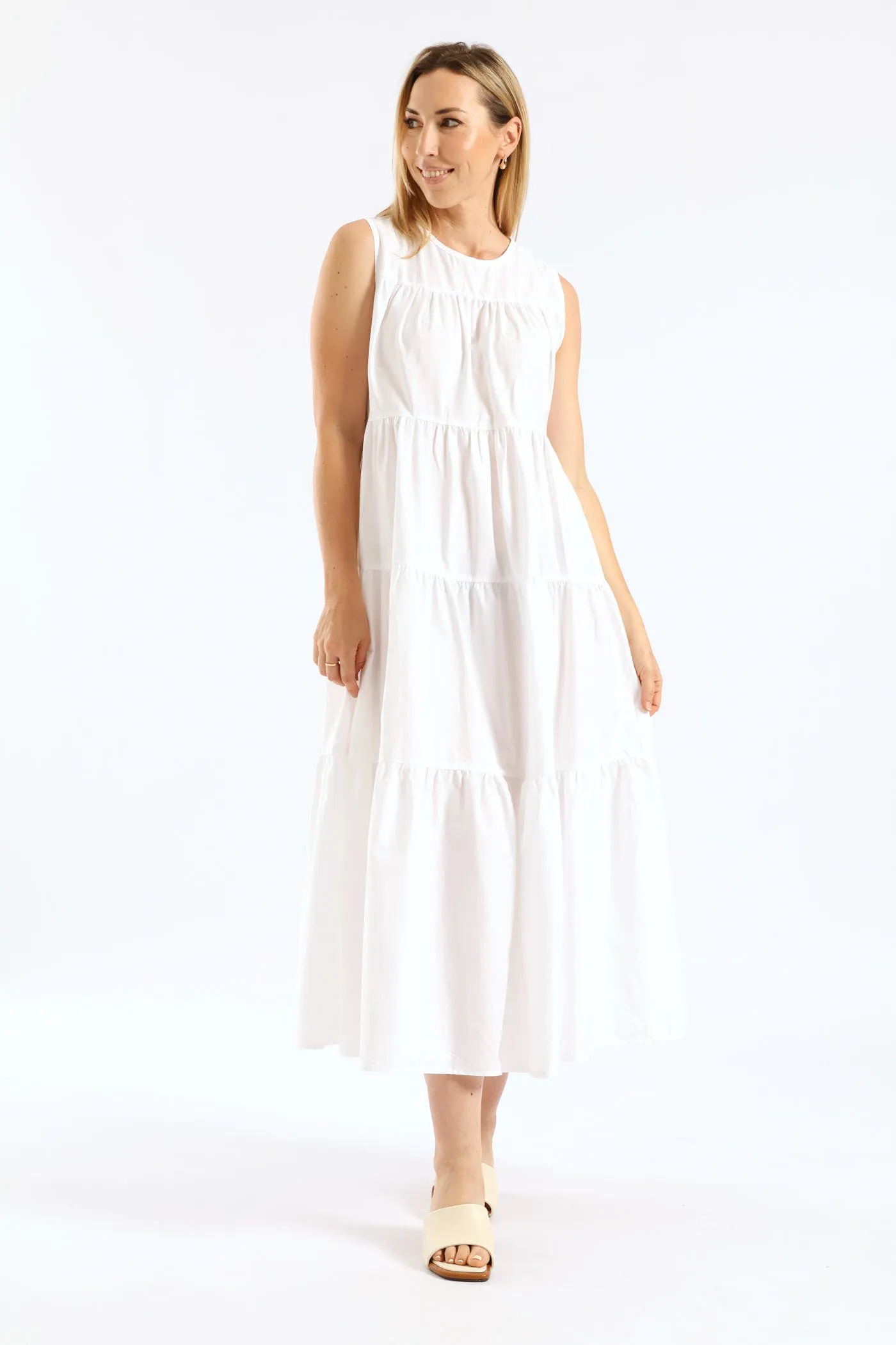 Tiered Volume Maxi Dress - White sold by Edgars