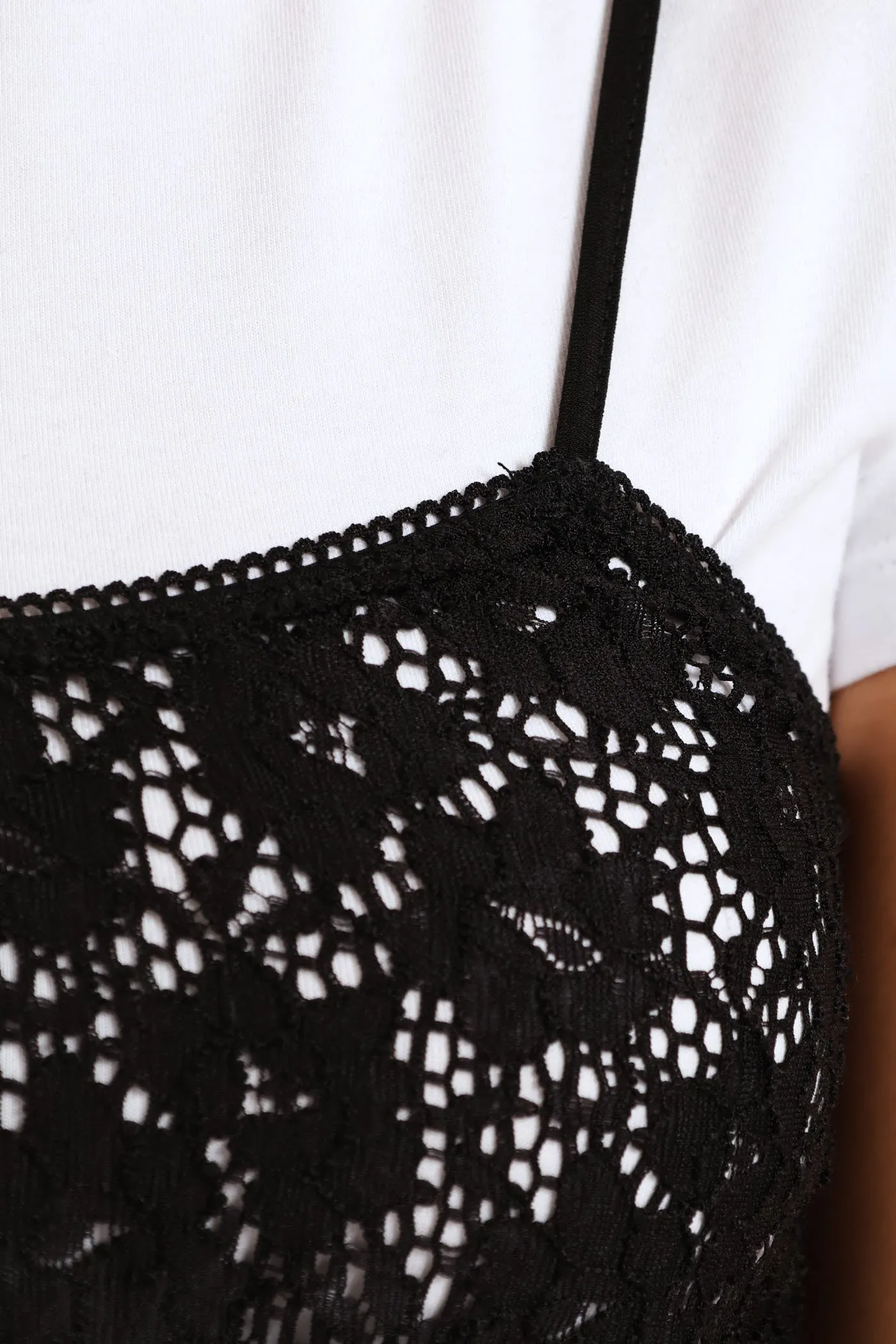 Lace Bralette Print Tee - White/Black sold by Edgars product image thumbnail 4