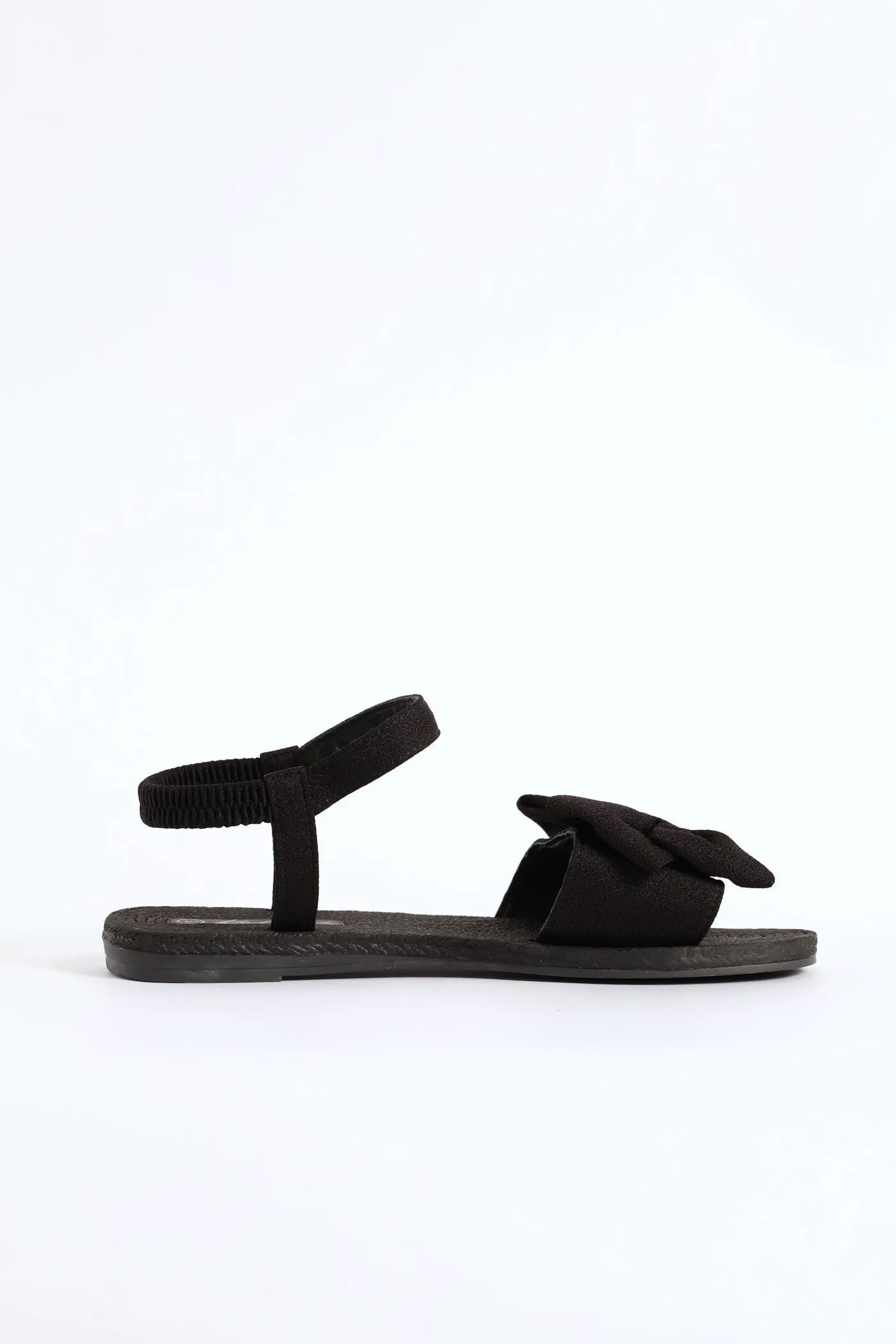 Elasticated Ankle Strap Bow Single Band Sandal - Black sold by Edgars product image thumbnail 3