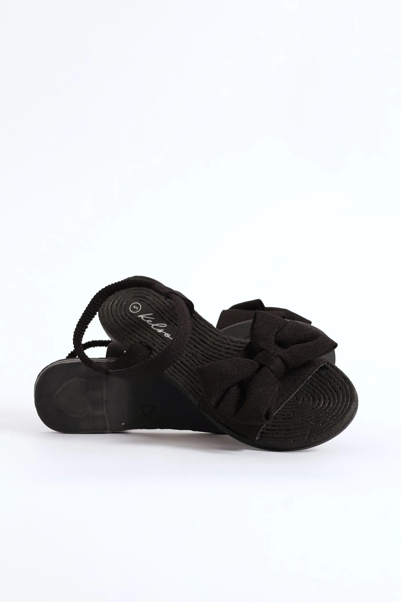 Elasticated Ankle Strap Bow Single Band Sandal - Black sold by Edgars product image thumbnail 5