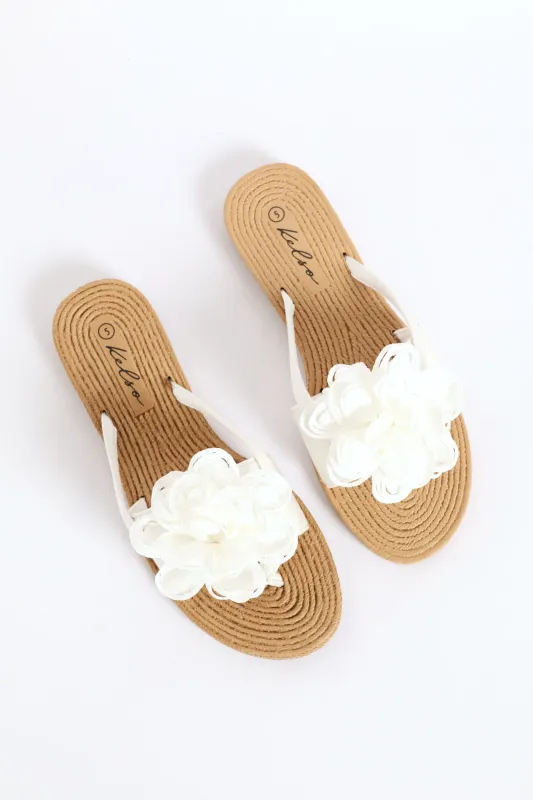 Big Flower Detail Thong Sandal - White sold by Edgars