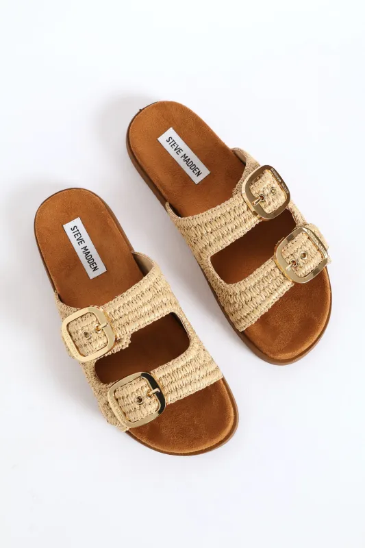 Miramar Double Strap Raffia Birky Sandal - Natural sold by Edgars