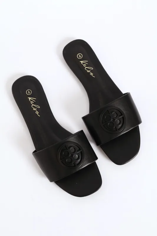 Trim Detail Single Band Mule Sandal - Black sold by Edgars