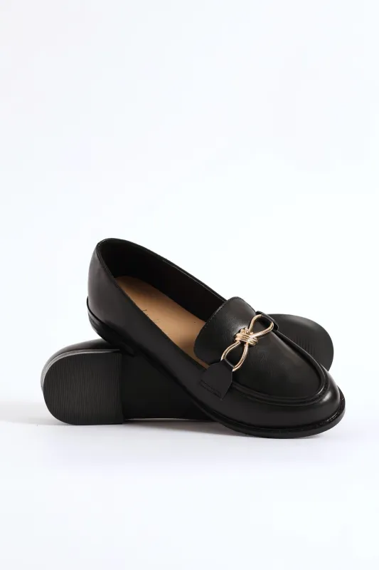 Knotted Metal Trim Loafer - Black sold by Edgars