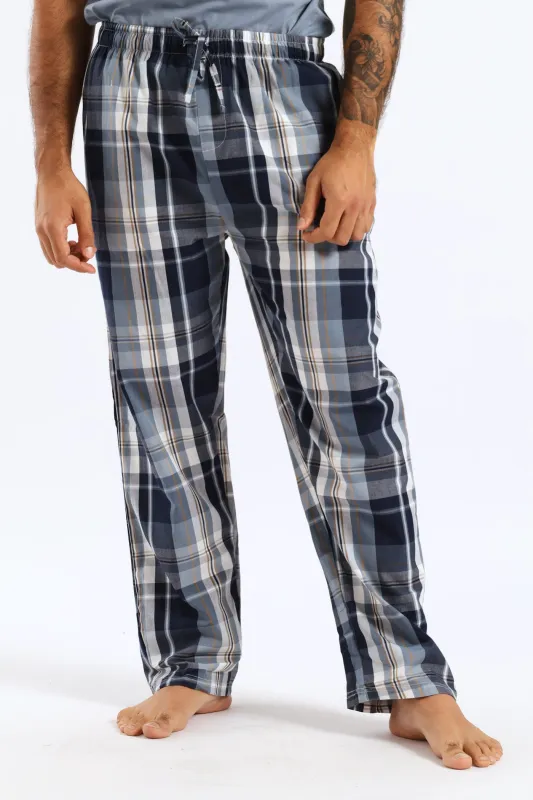 Check Woven Pyjama Long Pants - Blue sold by Edgars