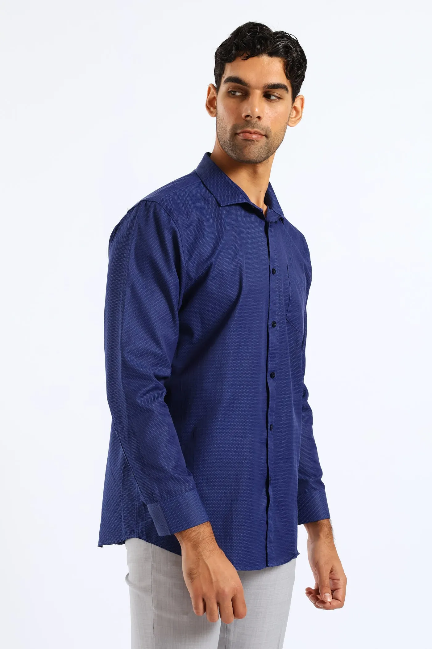 Spot Textured Long Sleeve Shirt - Dark Blue sold by Edgars product image thumbnail 3