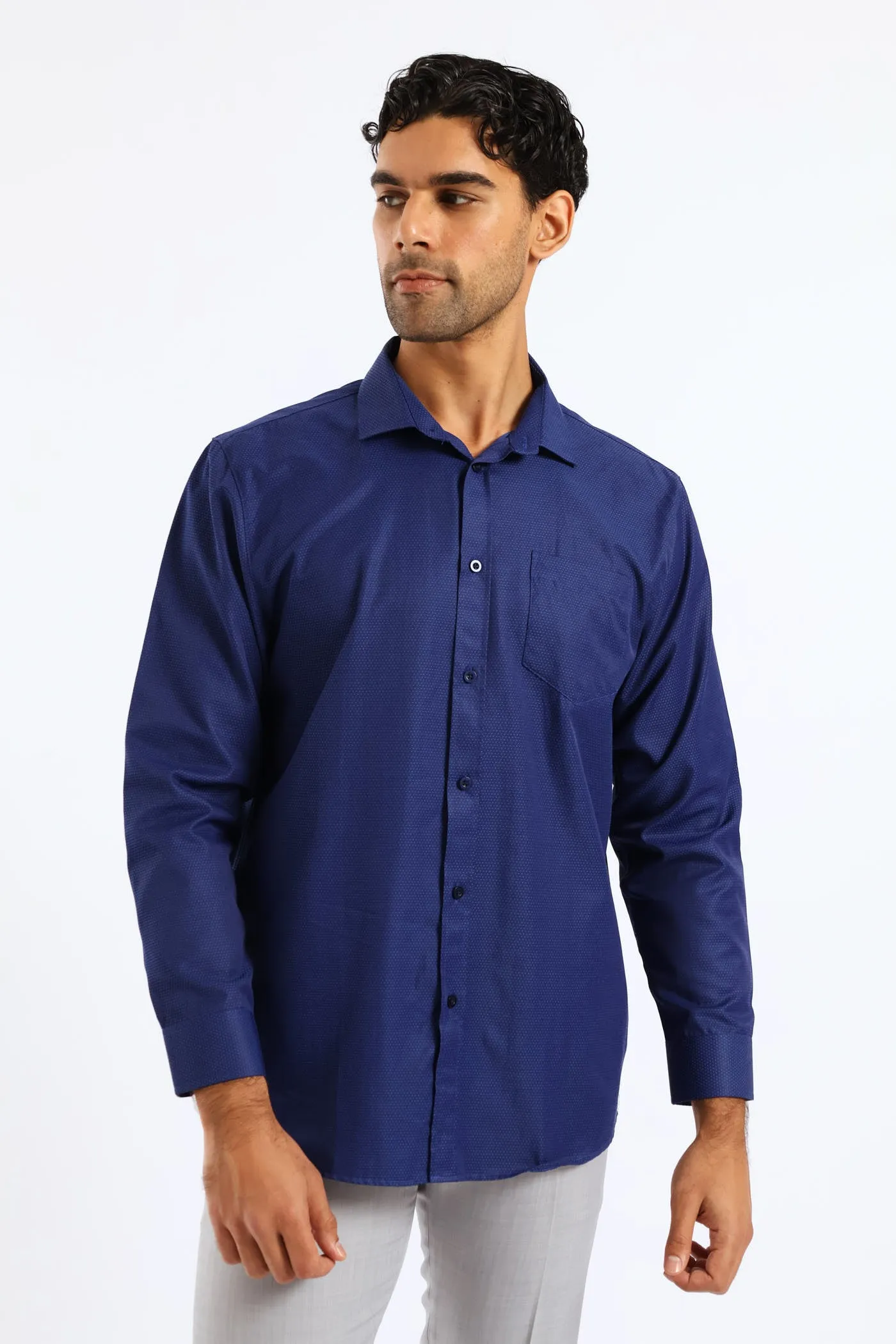 Spot Textured Long Sleeve Shirt - Dark Blue sold by Edgars product image thumbnail 2