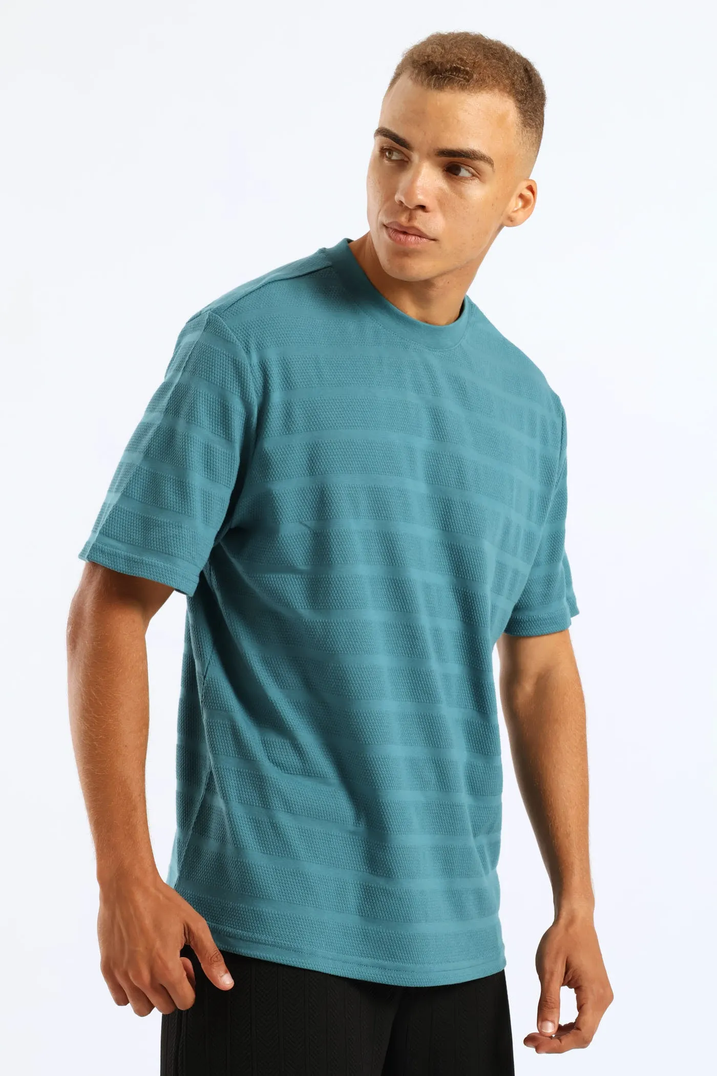 Basic Stripe Waffle Tee - Teal sold by Edgars product image thumbnail 3