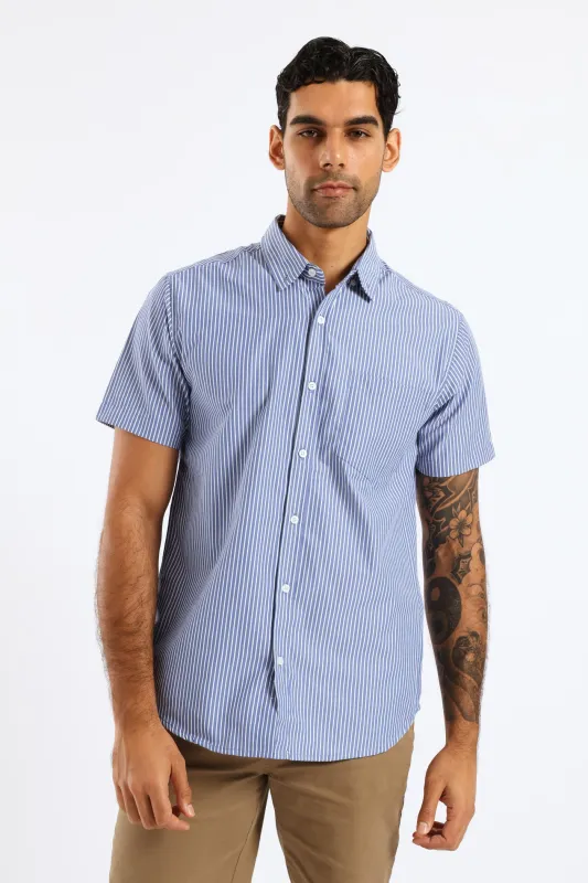 Stripe Button Down Shirt - Blue sold by Edgars