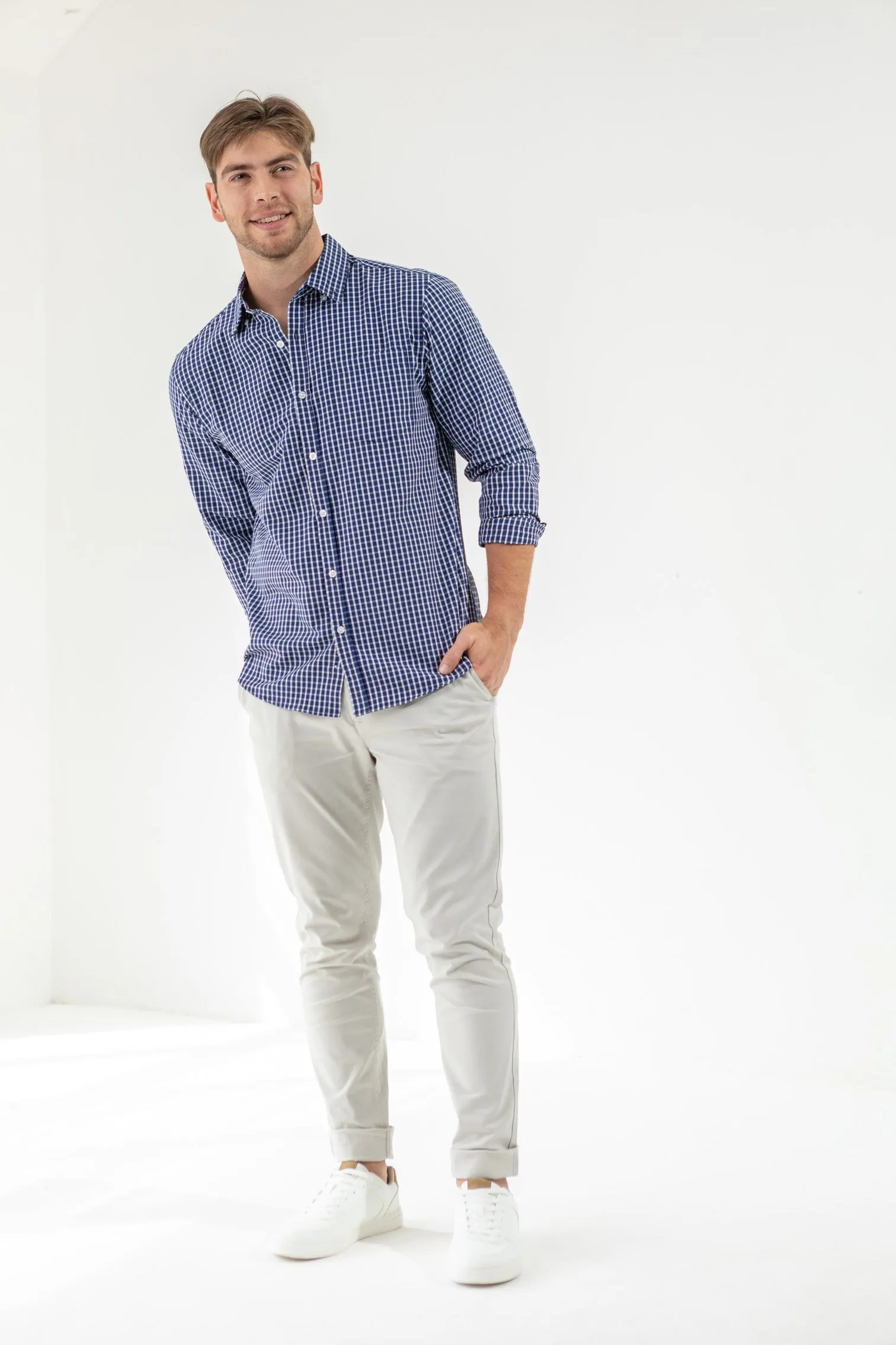 Check Button Down Shirt - White/Blue sold by Edgars product image thumbnail 2