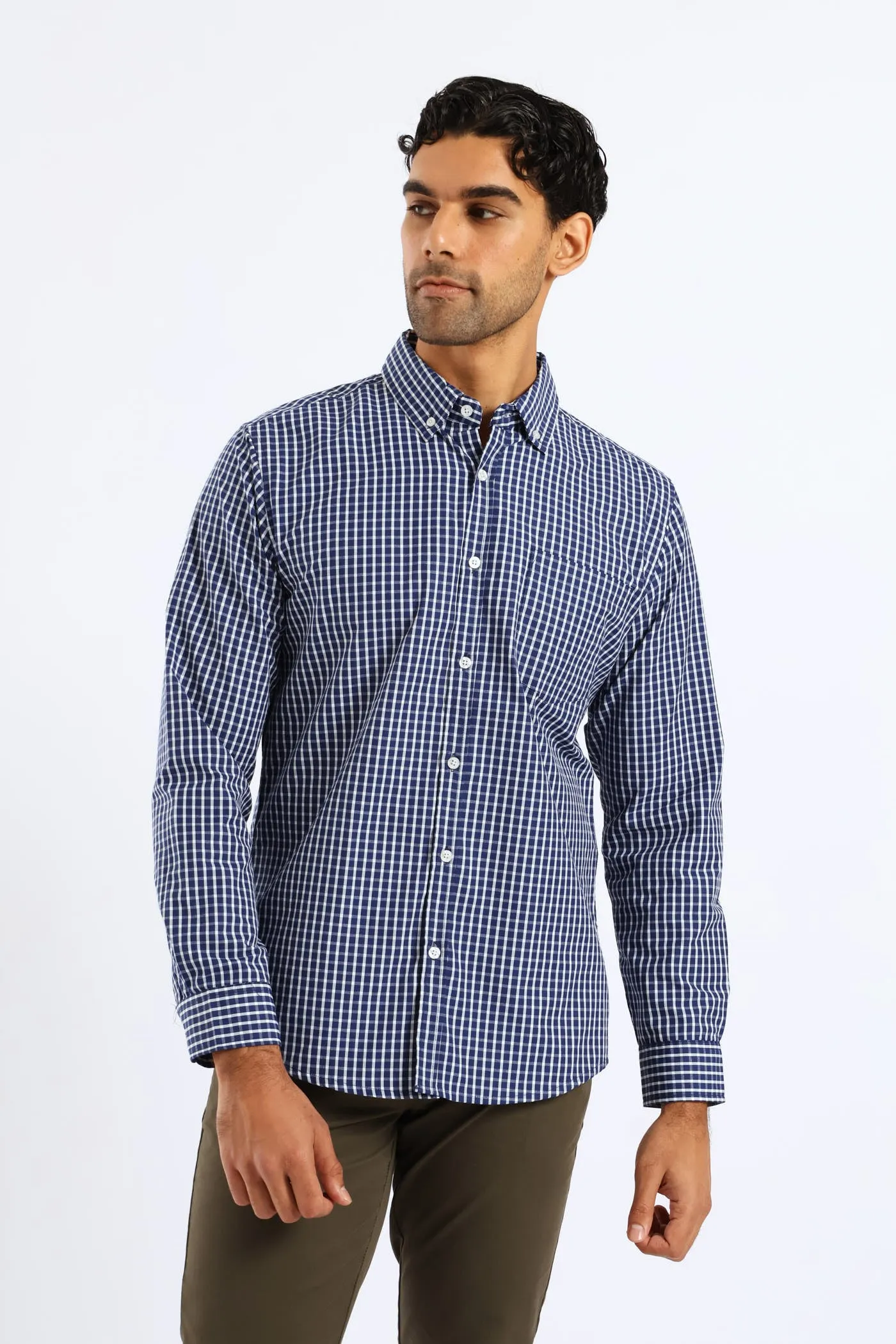 Check Button Down Shirt - White/Blue sold by Edgars product image thumbnail 3
