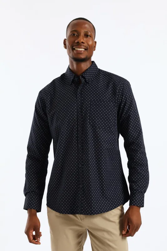 Knot Print Button Down Shirt - Navy sold by Edgars