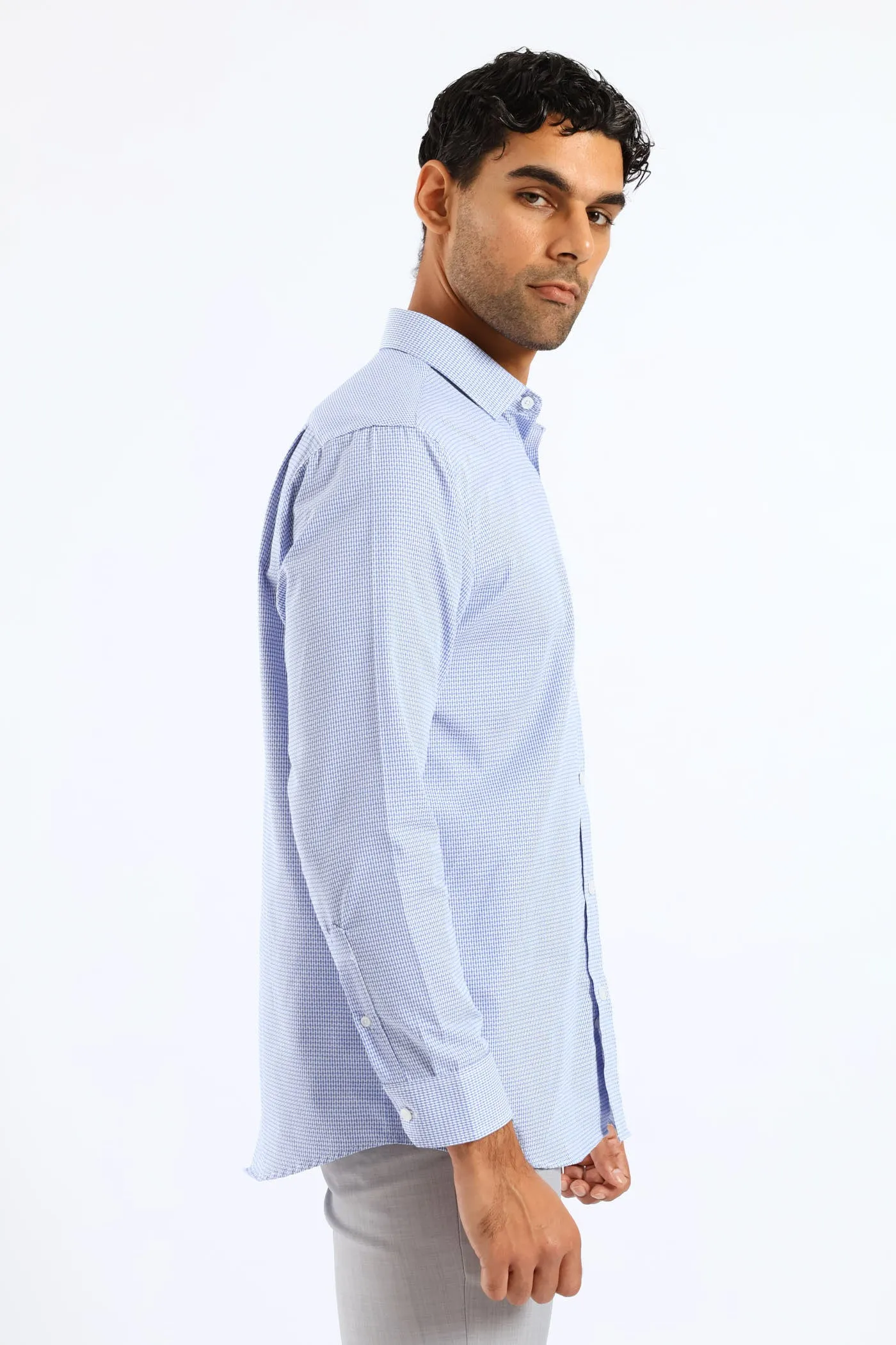 Regular Artisinal Puff Textured Shirt - White/Blue sold by Edgars product image thumbnail 3