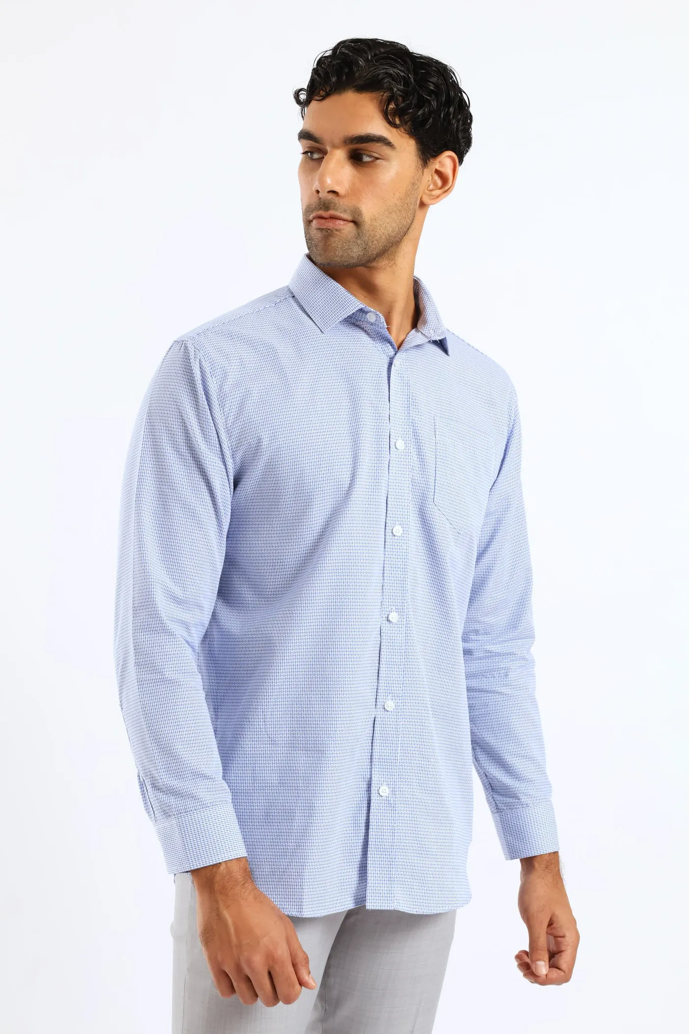Regular Artisinal Puff Textured Shirt - White/Blue sold by Edgars