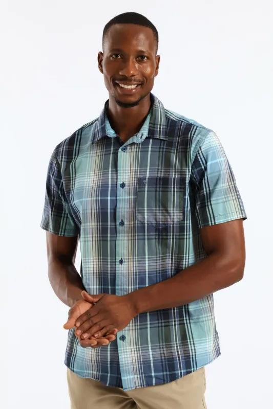 Jewel Check Regular Shirt - Green/Blue sold by Edgars