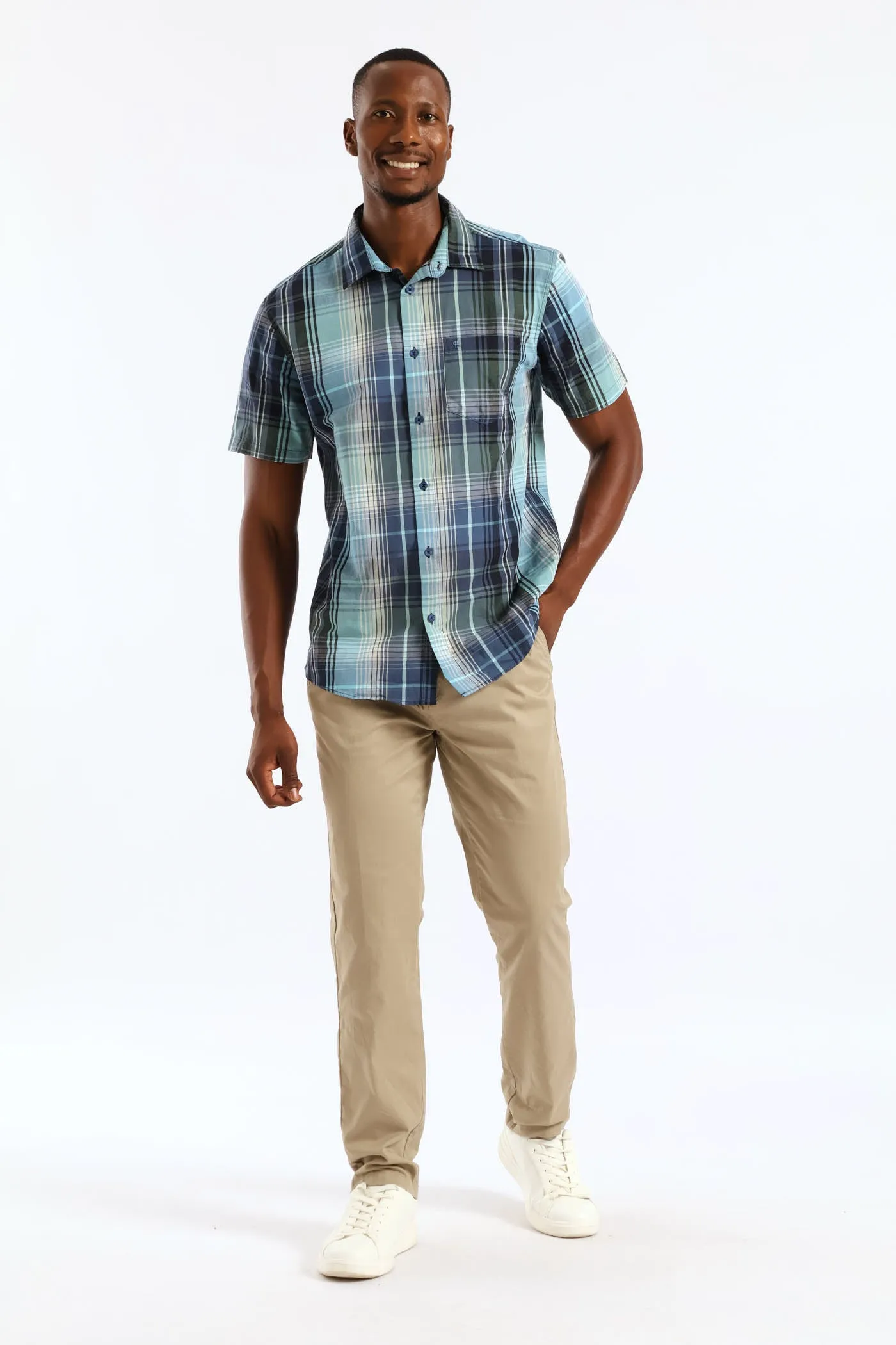 Jewel Check Regular Shirt - Green/Blue sold by Edgars product image thumbnail 3
