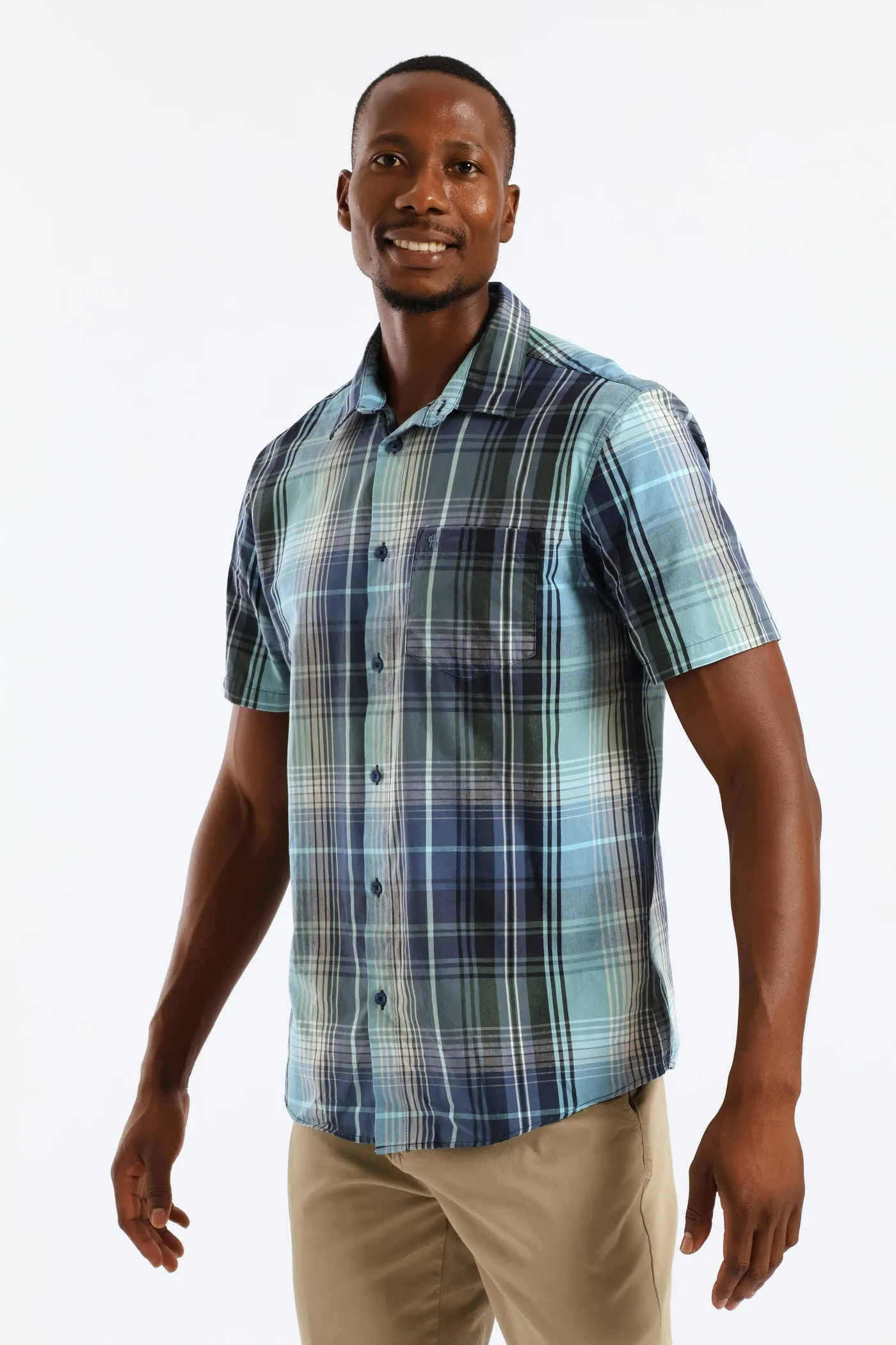 Jewel Check Regular Shirt - Green/Blue sold by Edgars product image thumbnail 4