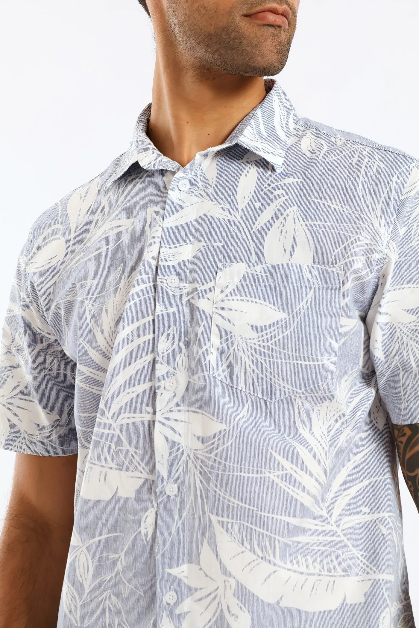 Tropical Leaf Resort Shirt - Light Blue sold by Edgars product image thumbnail 2