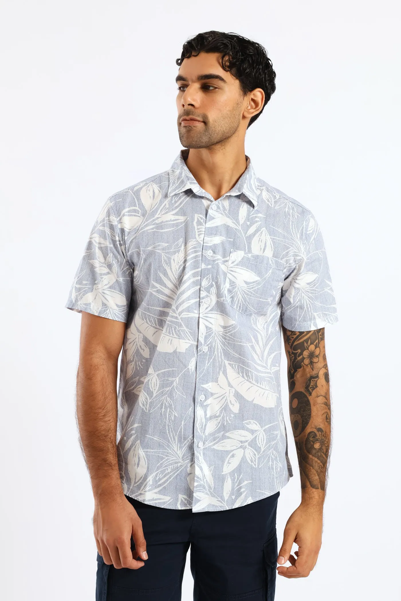 Tropical Leaf Resort Shirt - Light Blue sold by Edgars product image thumbnail 3