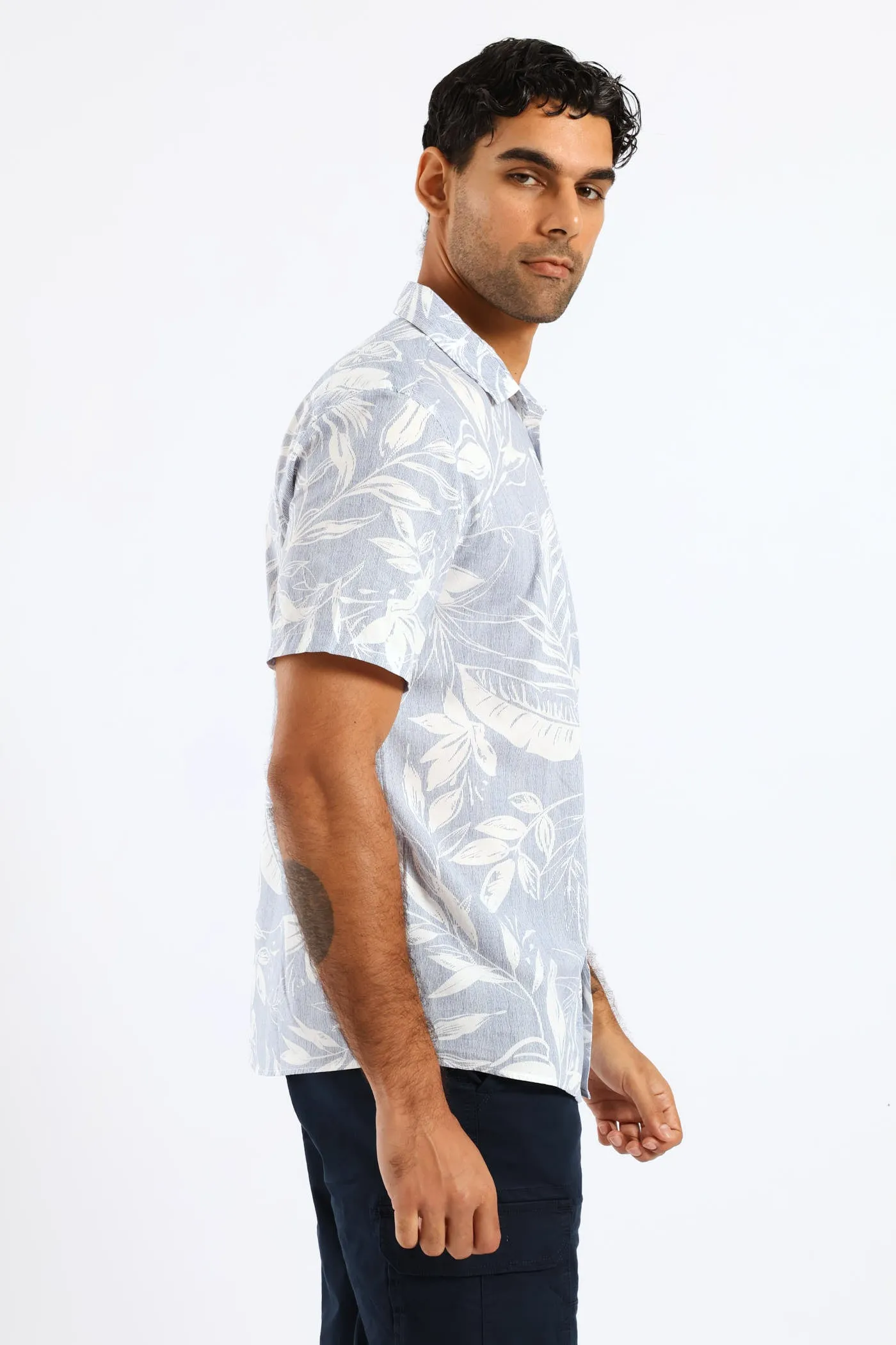 Tropical Leaf Resort Shirt - Light Blue sold by Edgars product image thumbnail 4