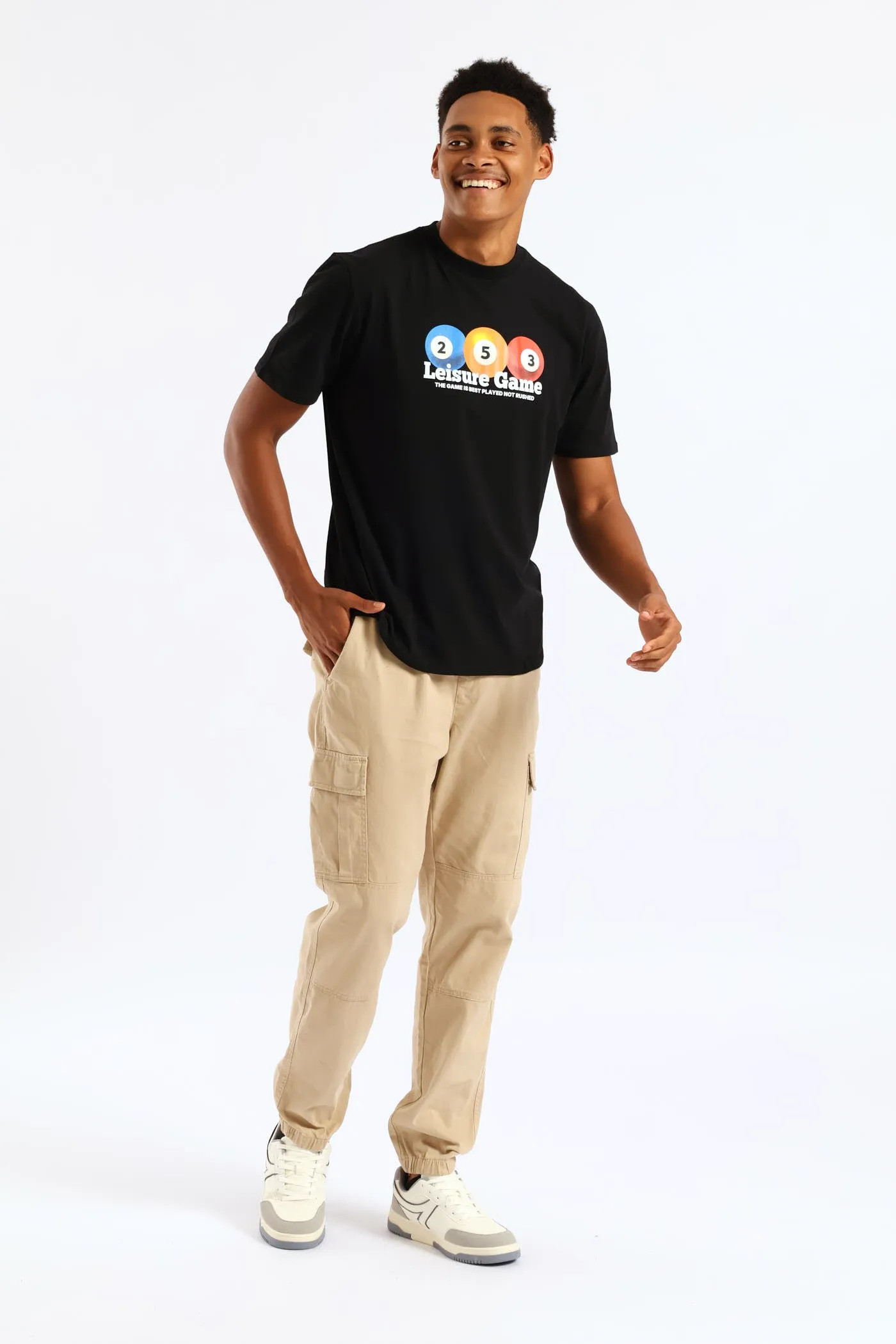 Billiards Front Print Tee - Black sold by Edgars