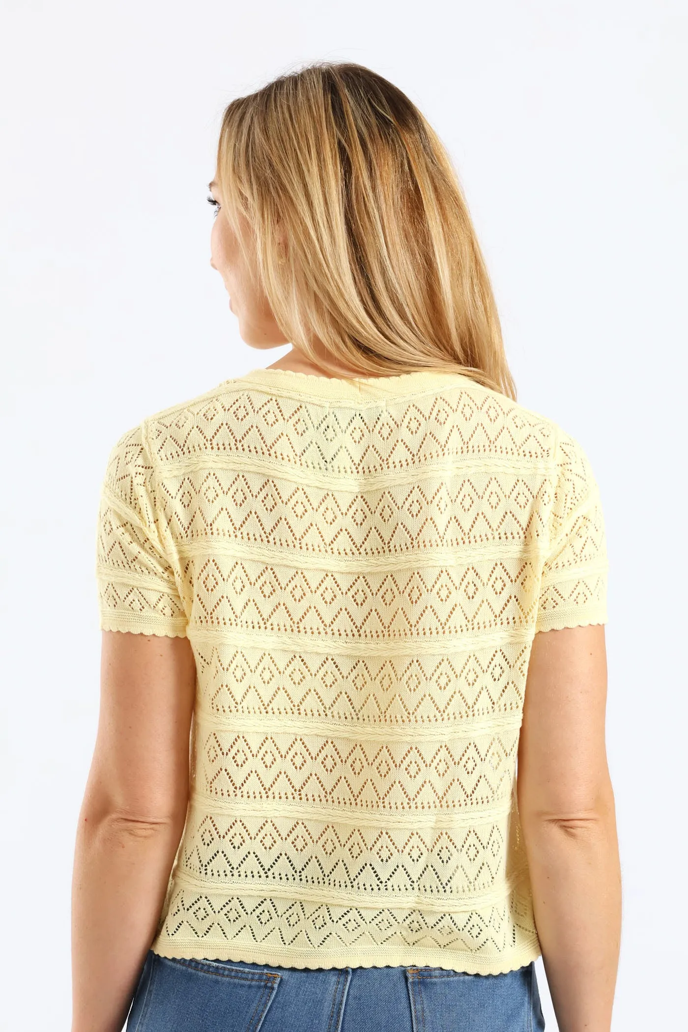 Scalloped Pointelle Detail Knitwear Top - Light Yellow sold by Edgars product image thumbnail 3