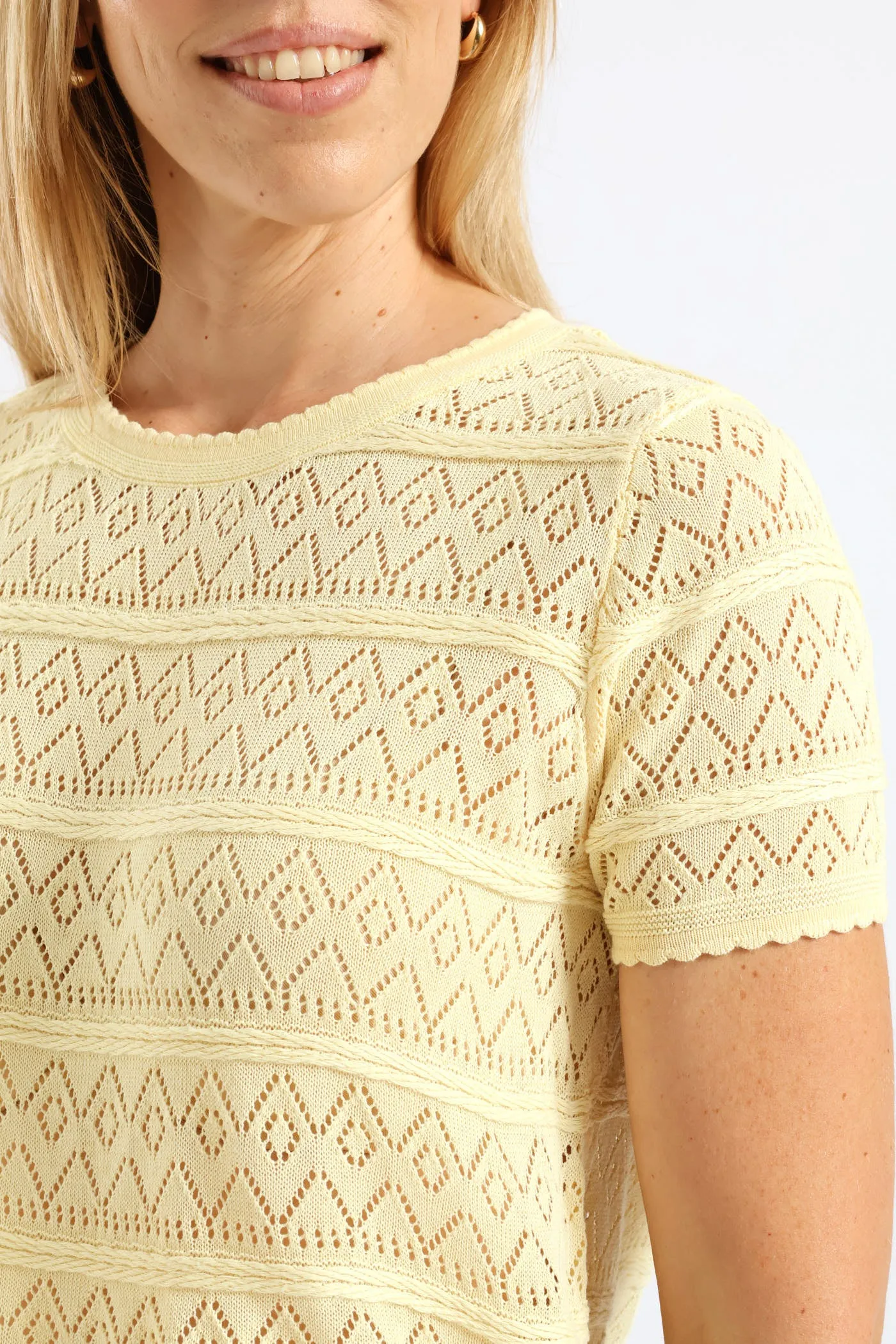 Scalloped Pointelle Detail Knitwear Top - Light Yellow sold by Edgars product image thumbnail 2