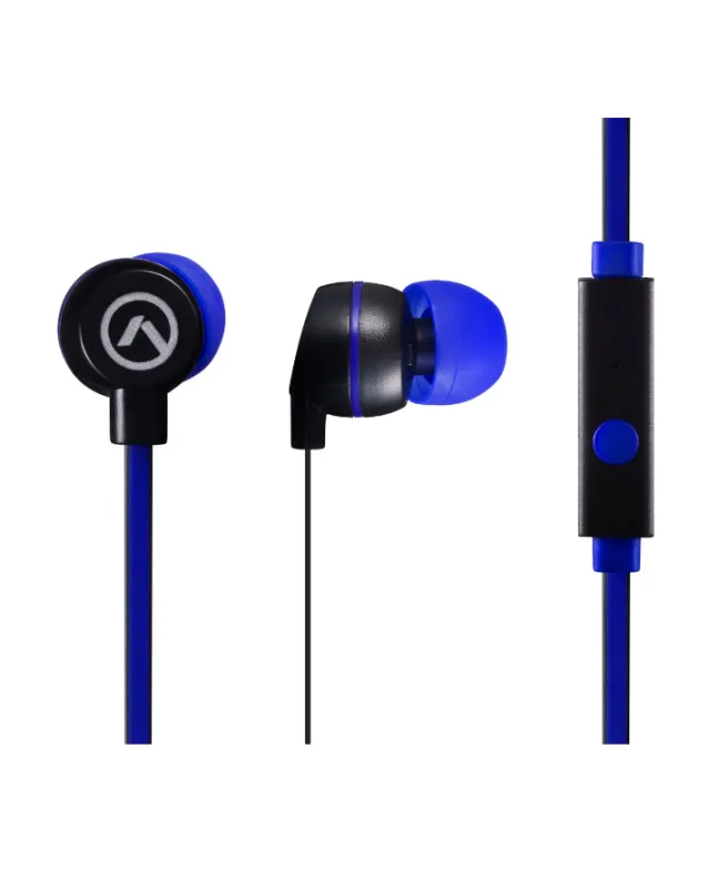 Vibe Earphones with Mic Black & Blue made by Edgars