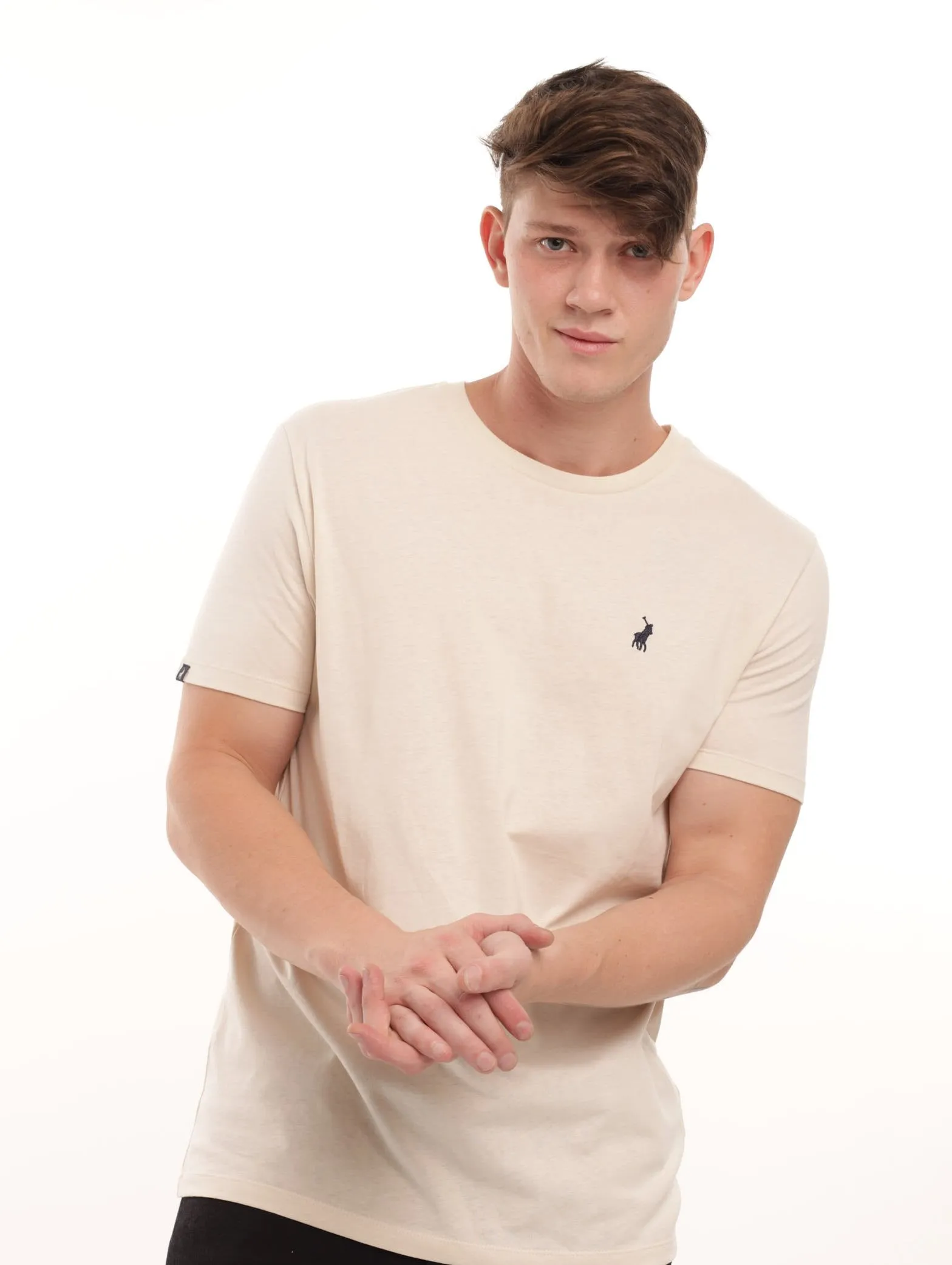 Men's Plain Logo Crew Tee - Stone sold by Edgars