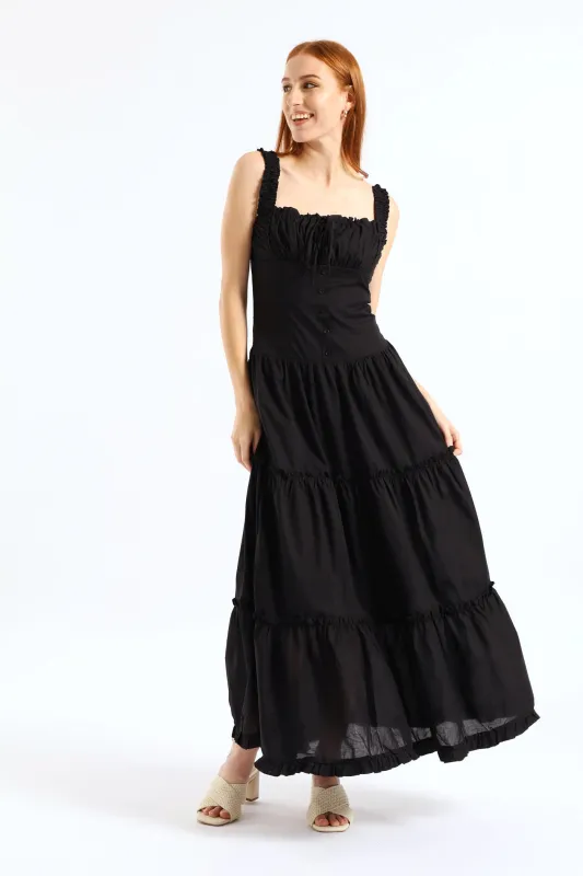 Sleeveless Fit & Flare Maxi Dress - Black sold by Edgars