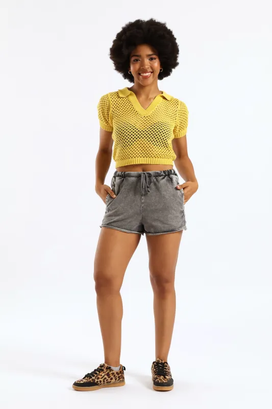 Washed Cheeky Short - Charcoal sold by Edgars